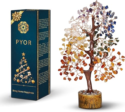 Árbol de la vida de 7 chakras, árbol de cristal para energía positiva, árbol de siete chakras, árbol de gemas, cristales y piedras, árbol de