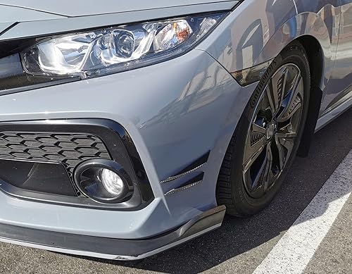 Miniatura 4 de iJDMTOY 4 piezas de parachoques delantero con acabado de fibra de carbono en seco negro mate, aletas difusoras de cuerpo, ajuste universal para