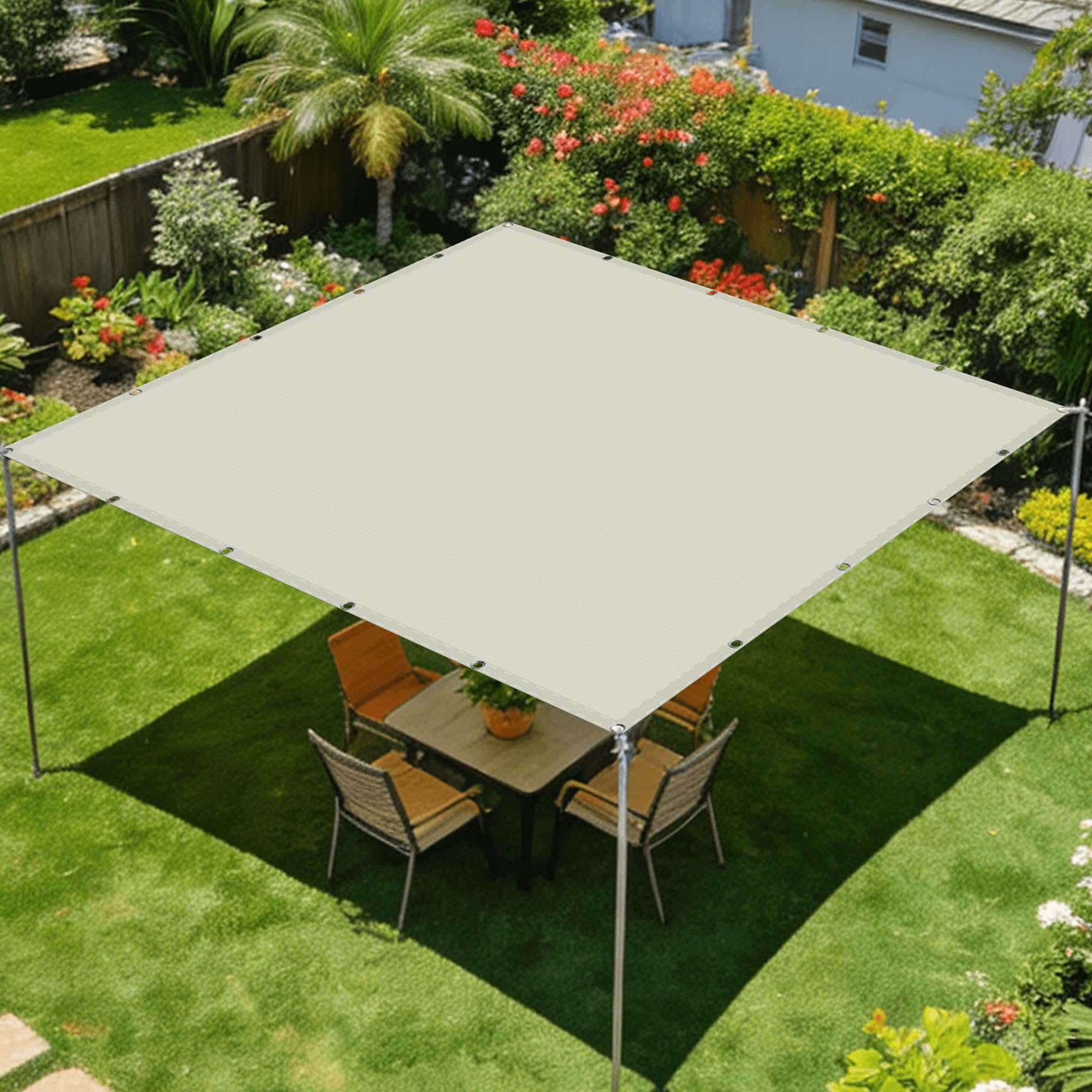 Voile d'ombrage 160x360 cm blanc cassé en polyester anti-déchirure pour terrasse et jardin