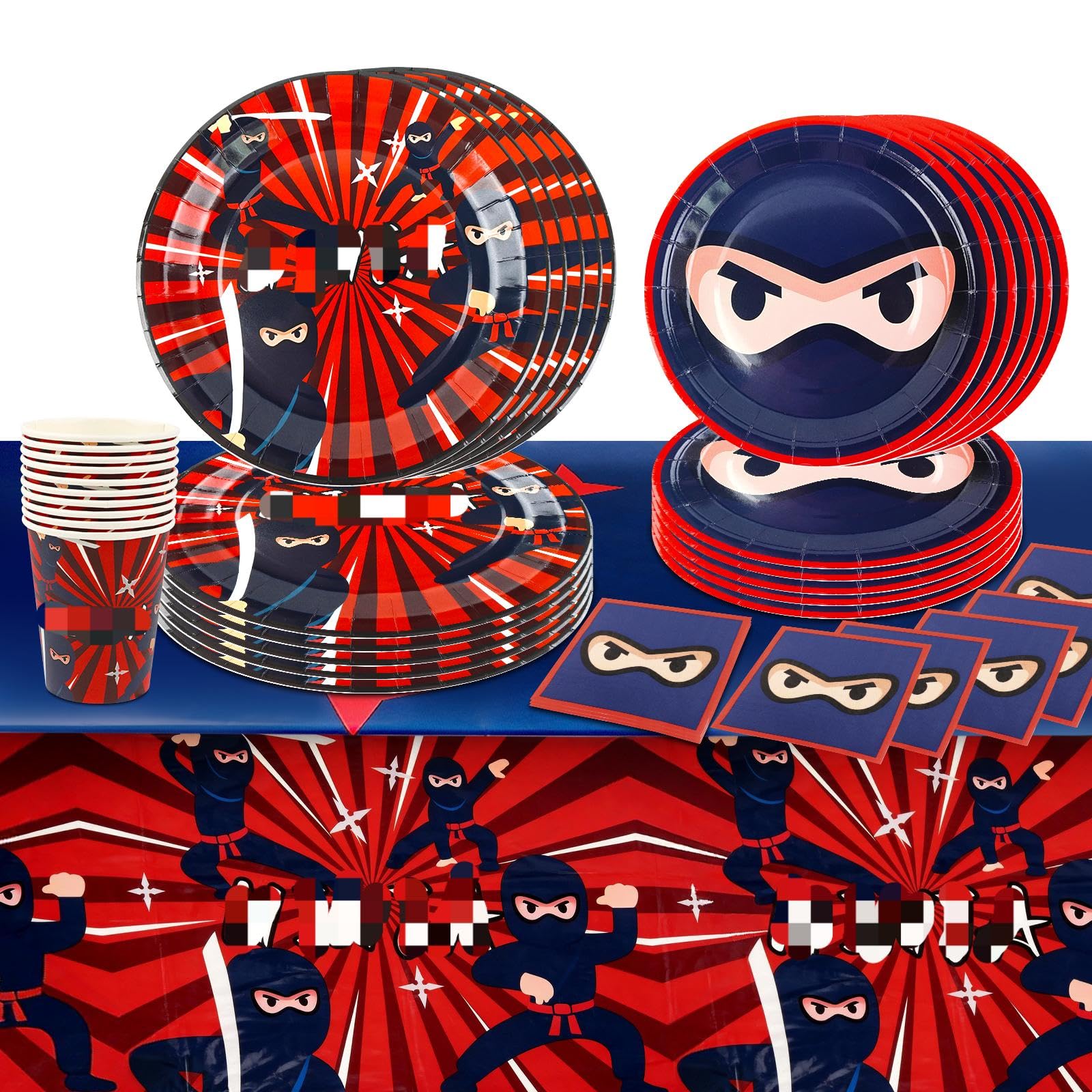 Ainvliya Pappteller Kindergeburtstag, 51 Stück Partygeschirr Geburtstagsdeko Cartoon Party Geschirrset Pappteller Becher Servietten Tischdecke Geburtstag Deko Kinder