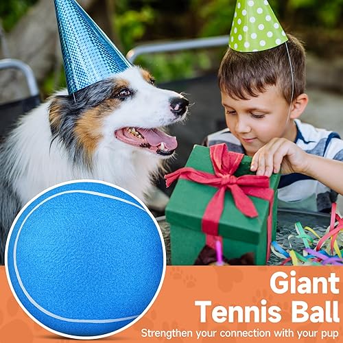 Miniatura 4 de QDAN Pelota de tenis gigante grande para perros pelota grande de 9.5 pulgadas para perros para jugar al aire libre, pelotas de tenis grandes para