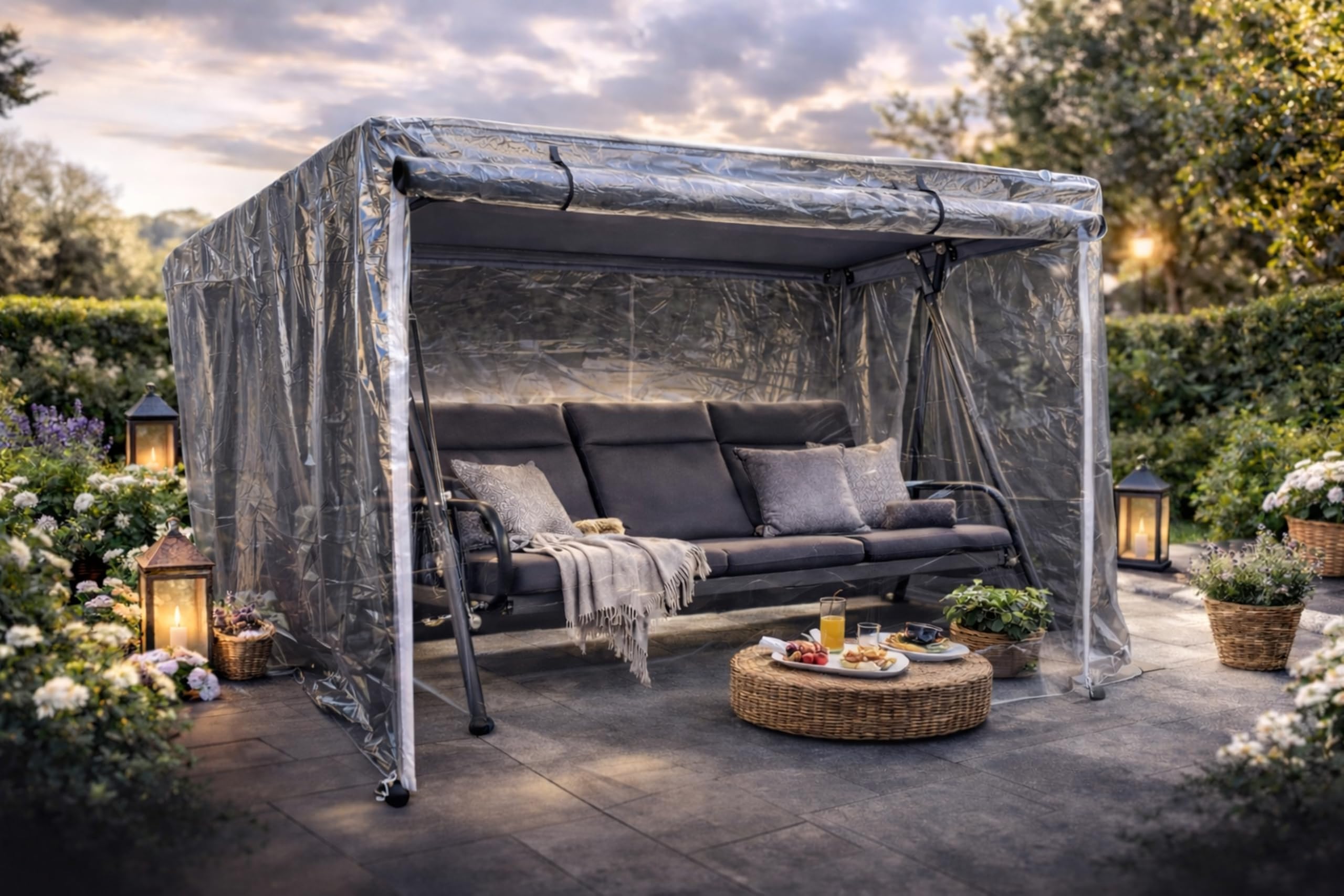 QUICK STAR Schutzhülle für Hollywoodschaukel Triumph 3 Sitzer 215x123x180cm PVC transparent