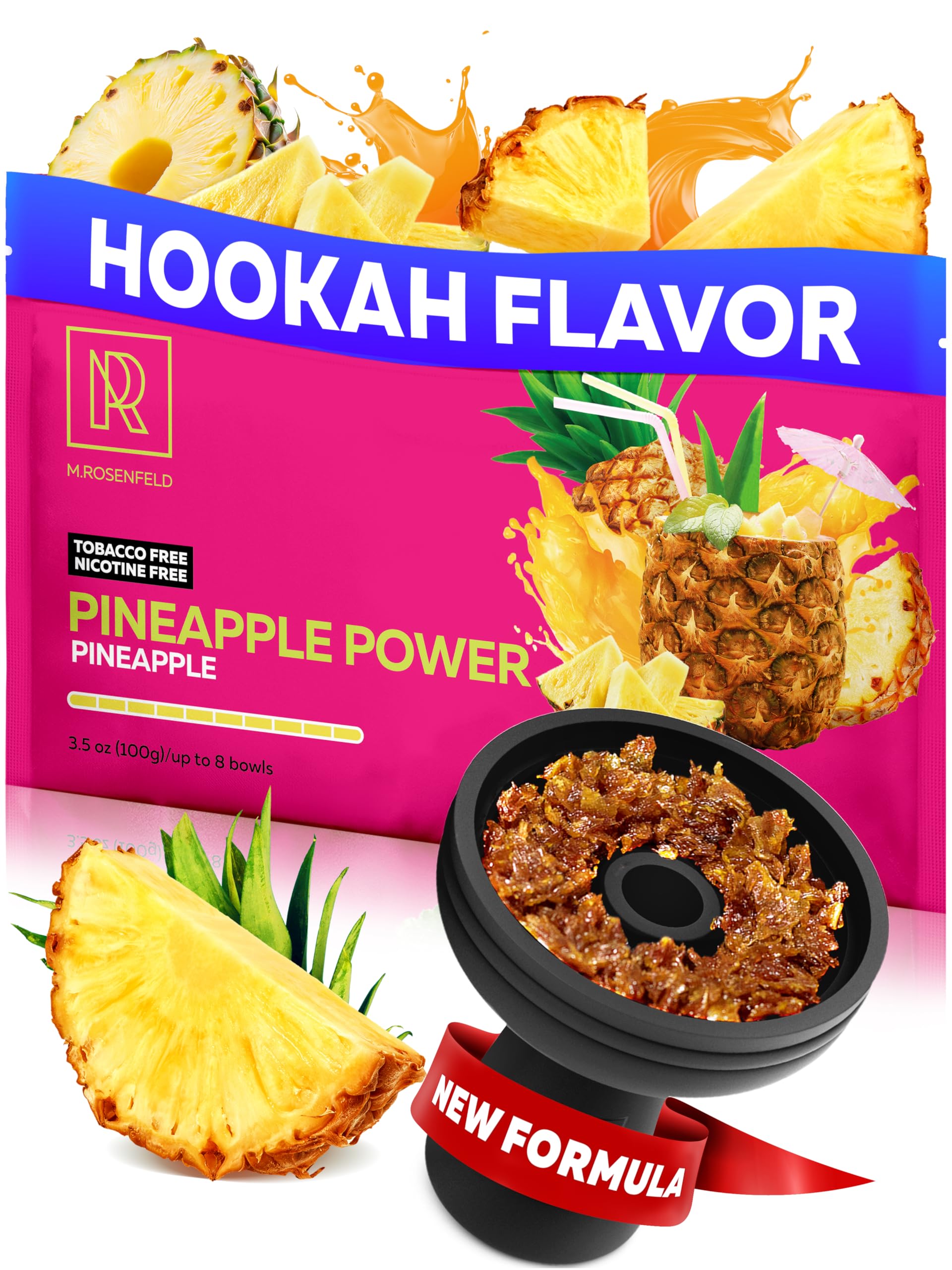 Pineapple Power Shisha Hookah Flavors – 3.5 oz (100g) Tobacco Free & Nicotine Free Shisha – Premium Non-Tobacco Hookah Flavors – Long-Lasting & Rich Smoke