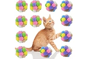 AQSXO Cat Balls with Bells: Fun & Fuzzy Playtime for Indoor Cats