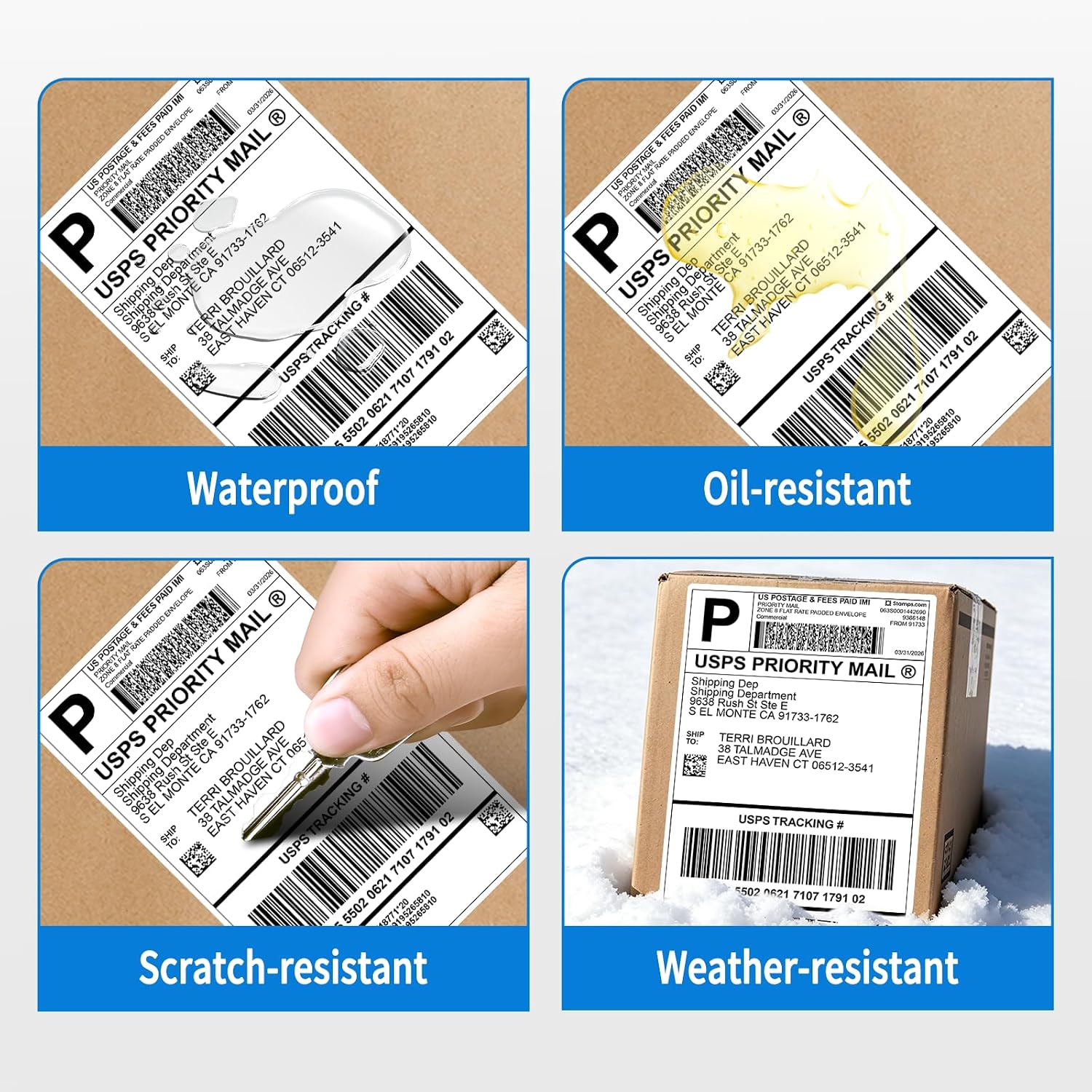 1000 4 x 6 Direct Thermal Labels 500/Stack, White Fanfold Perforated Strong Adhesive Shipping Labels Compatible for Most Thermal Printers, 2 Stack