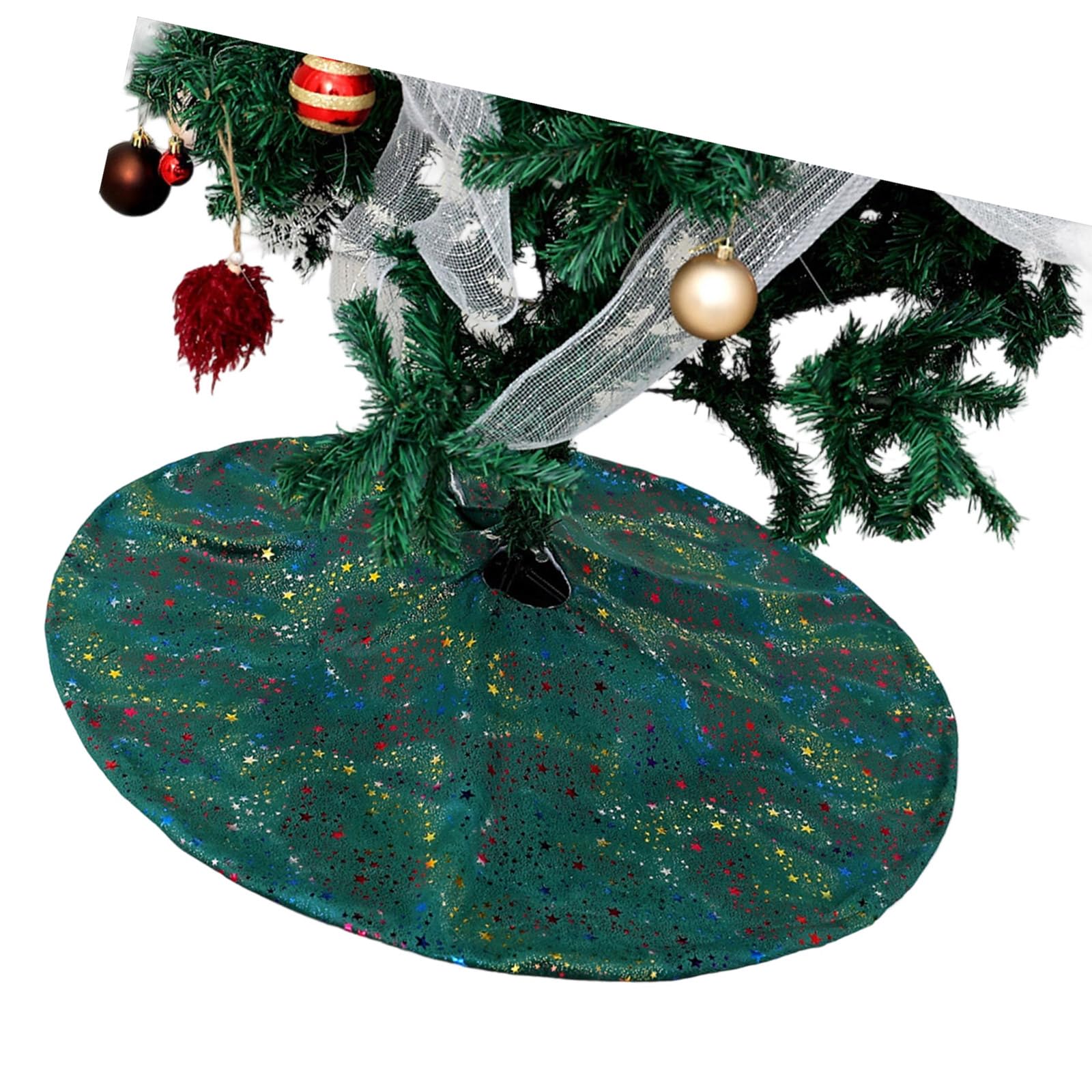 Shimmering Sequins Round Skirt Elegant Festival Decoration Eye Catching Christmas Tree Base Dress Adorment Embroidered Tree Skirt