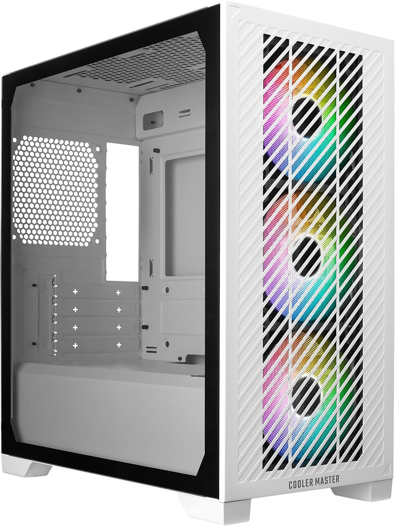 Cooler Master Elite 301 White Micro-ATX High Air Flow Minimalist PC Case 365mm GPU Max, RTX 5080|RX 7090 XT,280mm AIO Max,Type C, Tempered Glass Triple 120mm aRGB PWM Fan, Intake Grille