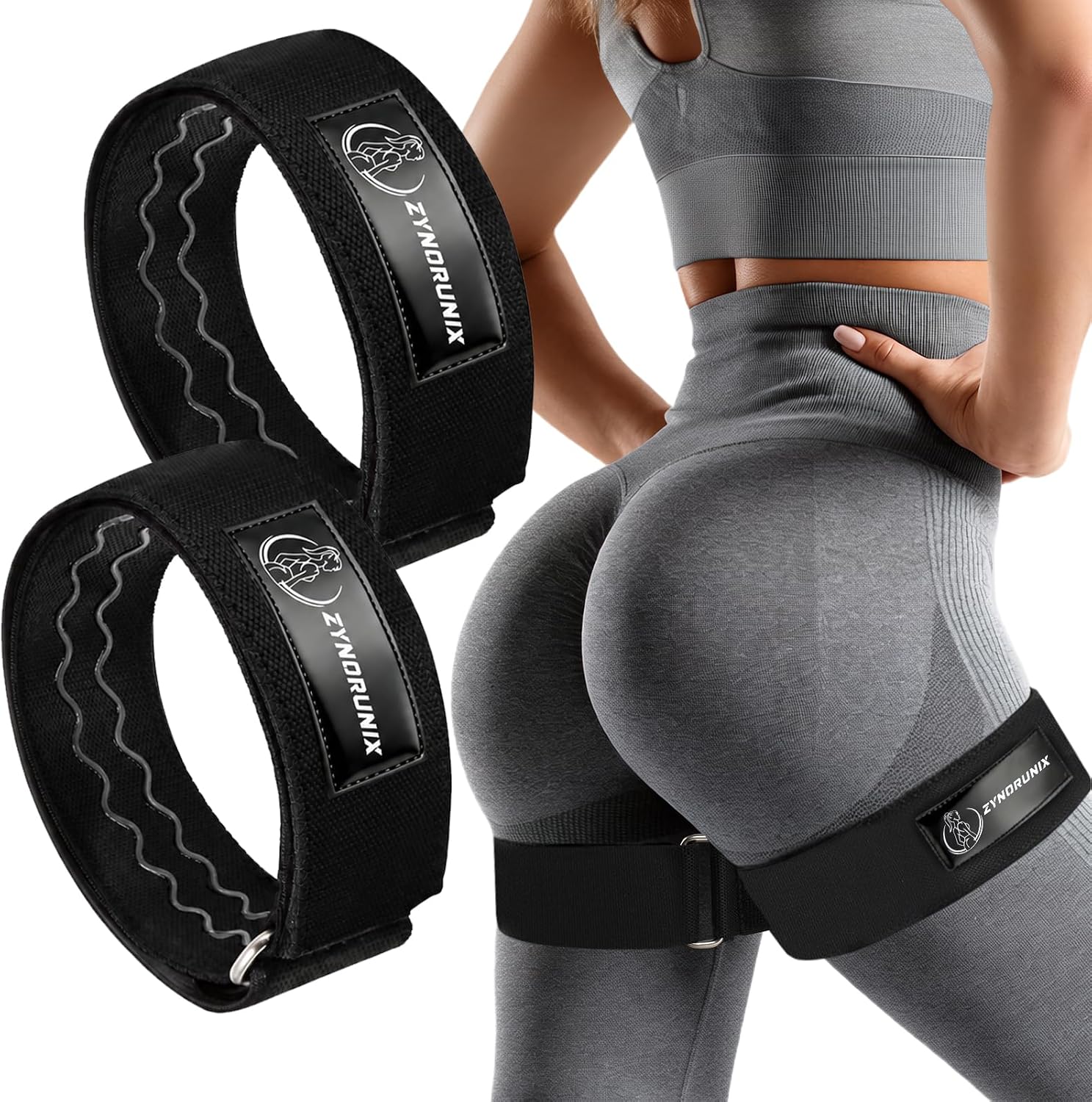 2Pcs Non-Slip Blood Flow Restriction Bands for Glutes | BFR Bundle Booty Straps for Women Hip Building, Adjustable Fabric Occlusion Leg Workout Band for Squat, Butt, Thigh, Fitness