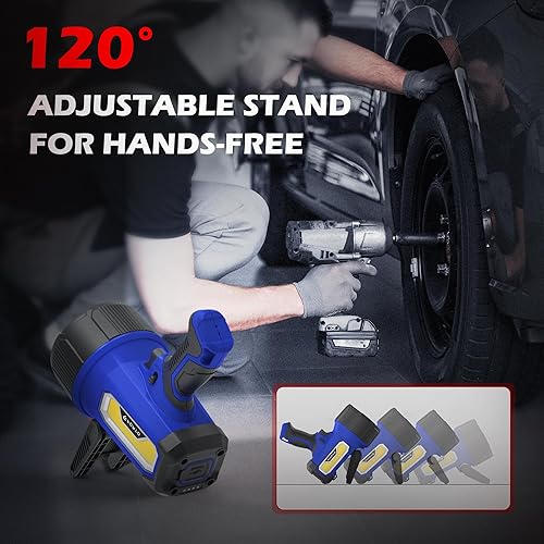 Miniatura 5 de FORTO Linterna recargable de mano, con soporte plegable, 6 modos de luz IPX7, impermeable, para exteriores, para barcos, caza, camping, senderismo