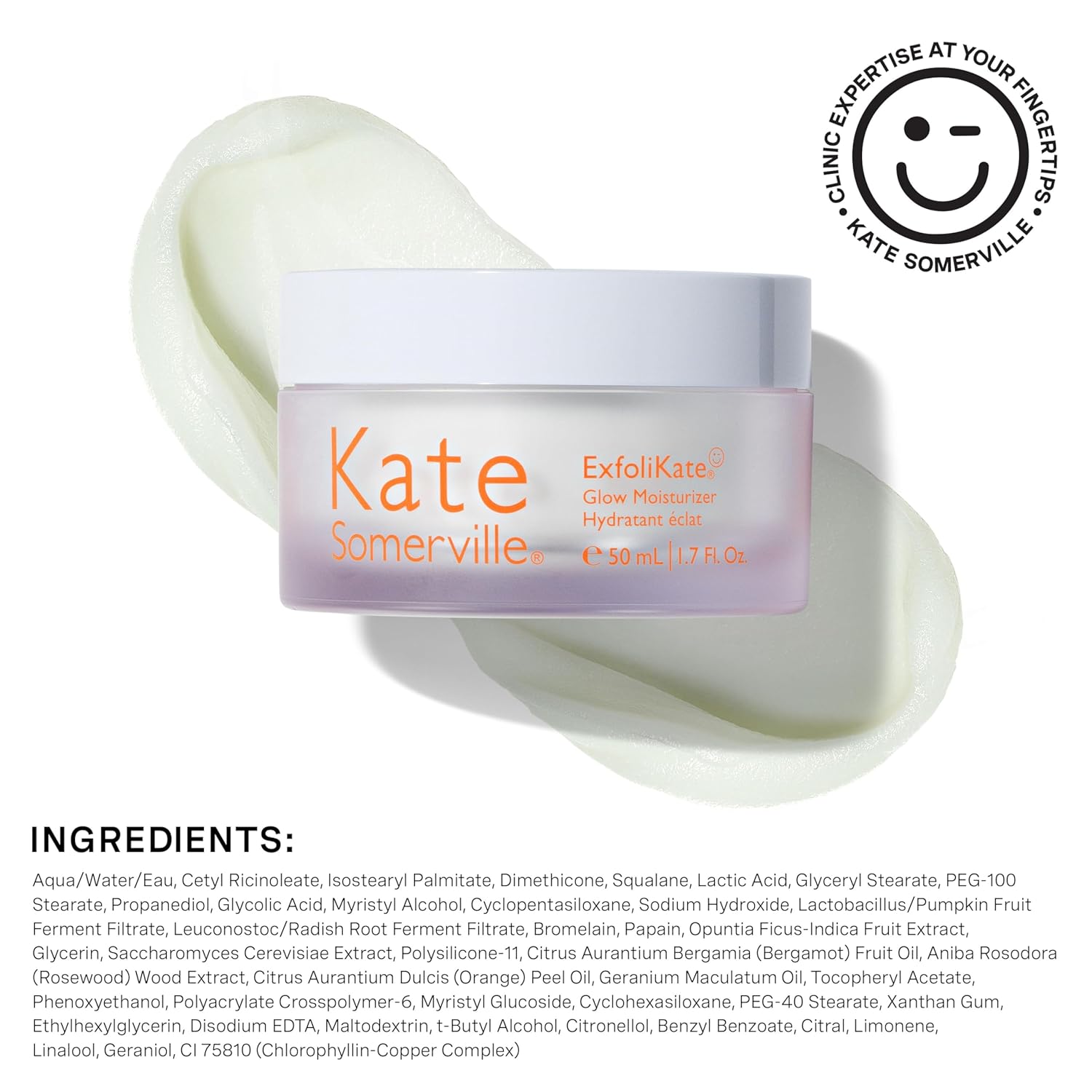Kate Somerville ExfoliKate 焕采保湿霜 – 经临床验证的日常面霜，温和去角质并滋润肌肤，1.7 液盎司。