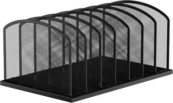 MINDEPOT Desk File Organizer 7 Sections Upright Mesh File Sorter Organizer for Desk, Office Organization File Holder for Home, Office & Classroom Black, 1Pack