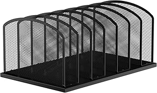 Desk File Organizer 7 Sections Upright Mesh File Sorter Organizer for Desk, Office Organization File Holder for Home, Office & Classroom (Black, 1Pack)