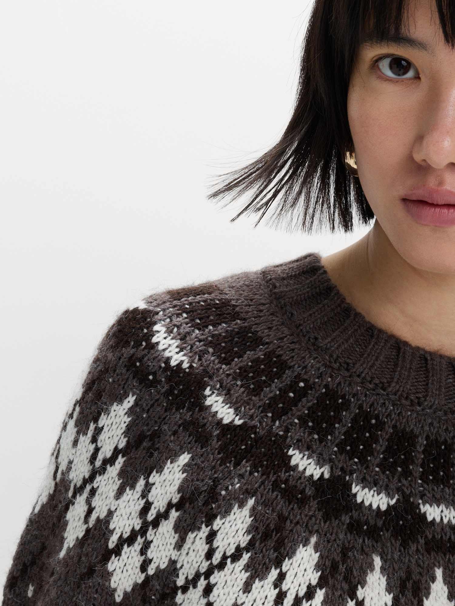 Marks & Spencer Jersey de Punto de Ochos de Cuello Redondo con Diseño Fair Isle para Mujer, Ajuste Normal
