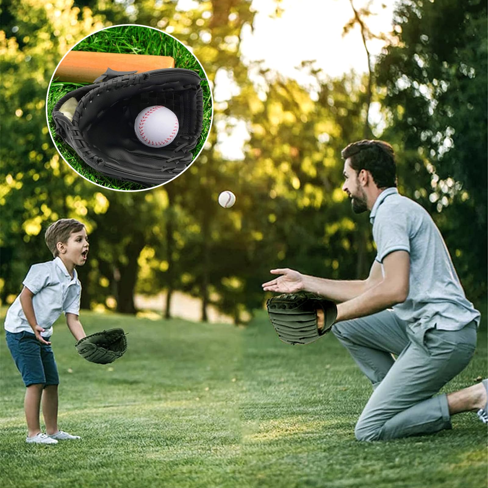 Gant de Baseball et Softball PU pour Lanceur de Champ Intérieur avec Sac de Rangement, Confortable et Réglable pour Enfants et Adultes, Gant Multifonctionnel pour Baseball et Softball