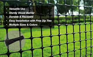 PotatoLife 4x50 ft Black Plastic Garden Netting Mesh - Temporary Fencing, Tree Guards, Deer Poultry Barrier with 50 Zip Ties