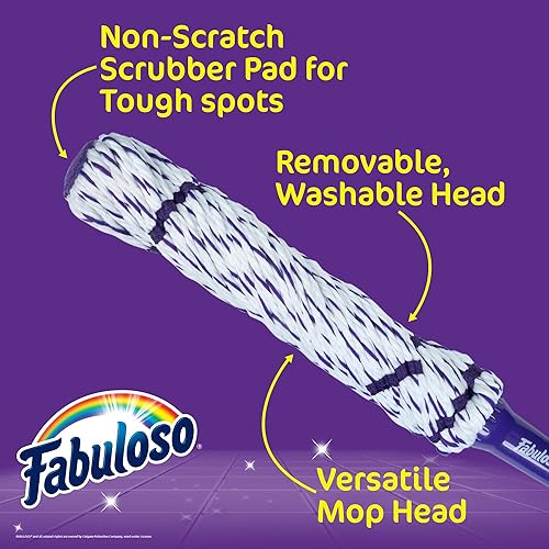 Miniatura 4 de Fabuloso Trapeador giratorio  Trapeador automático con limpiador antiarañazos y cabezal lavable extraíble para limpieza de suelos