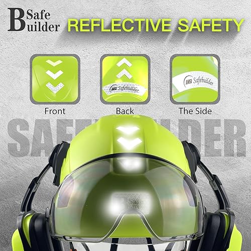 Miniatura 7 de Casco de seguridad industrial con visera orejeras casco duro con visera ventilada, protección para la cabeza de trabajo de construcción, ANSI