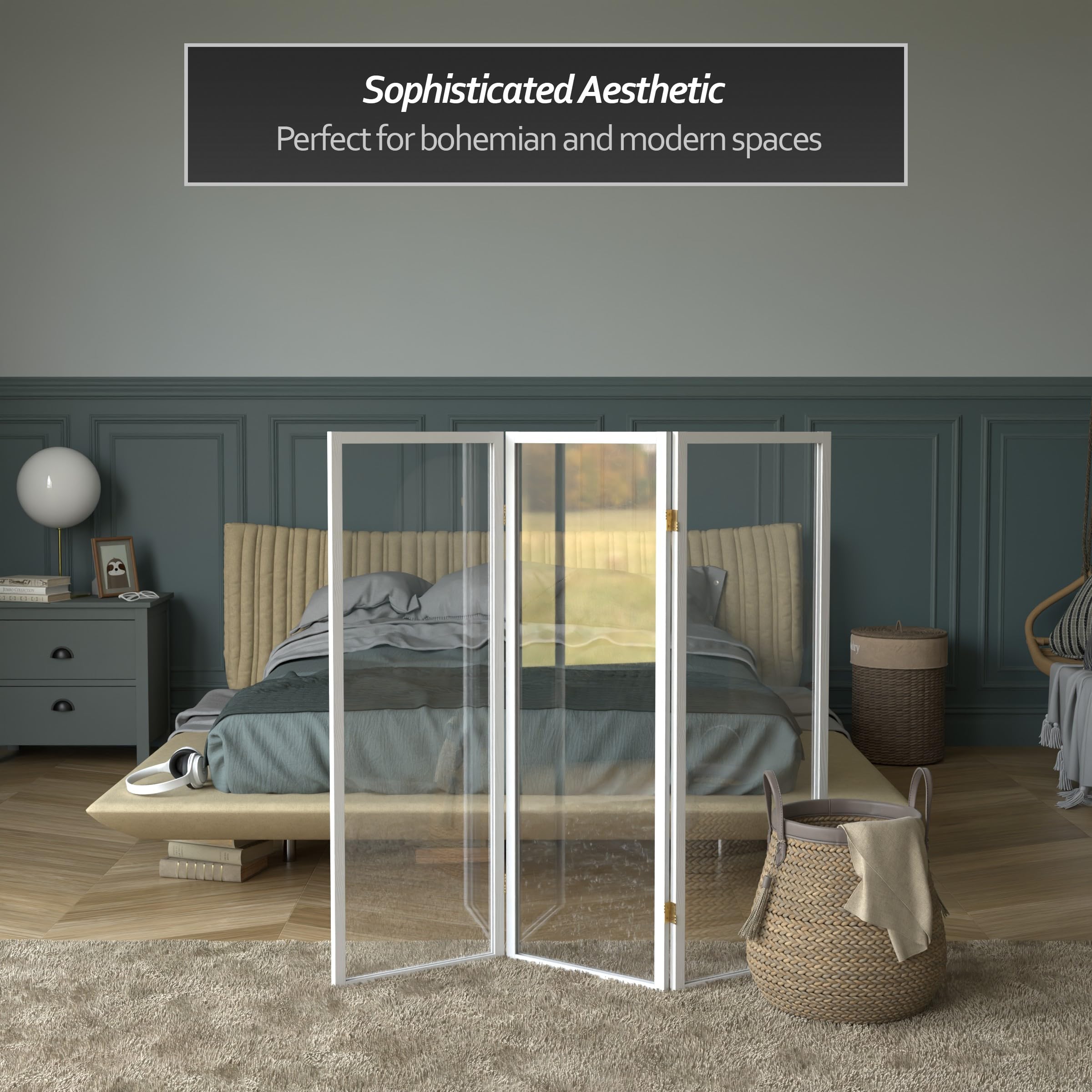 RED LANTERN 6 Ft. Tall Clear Plastic Partition Natural 3 Panel SH-6PLAS