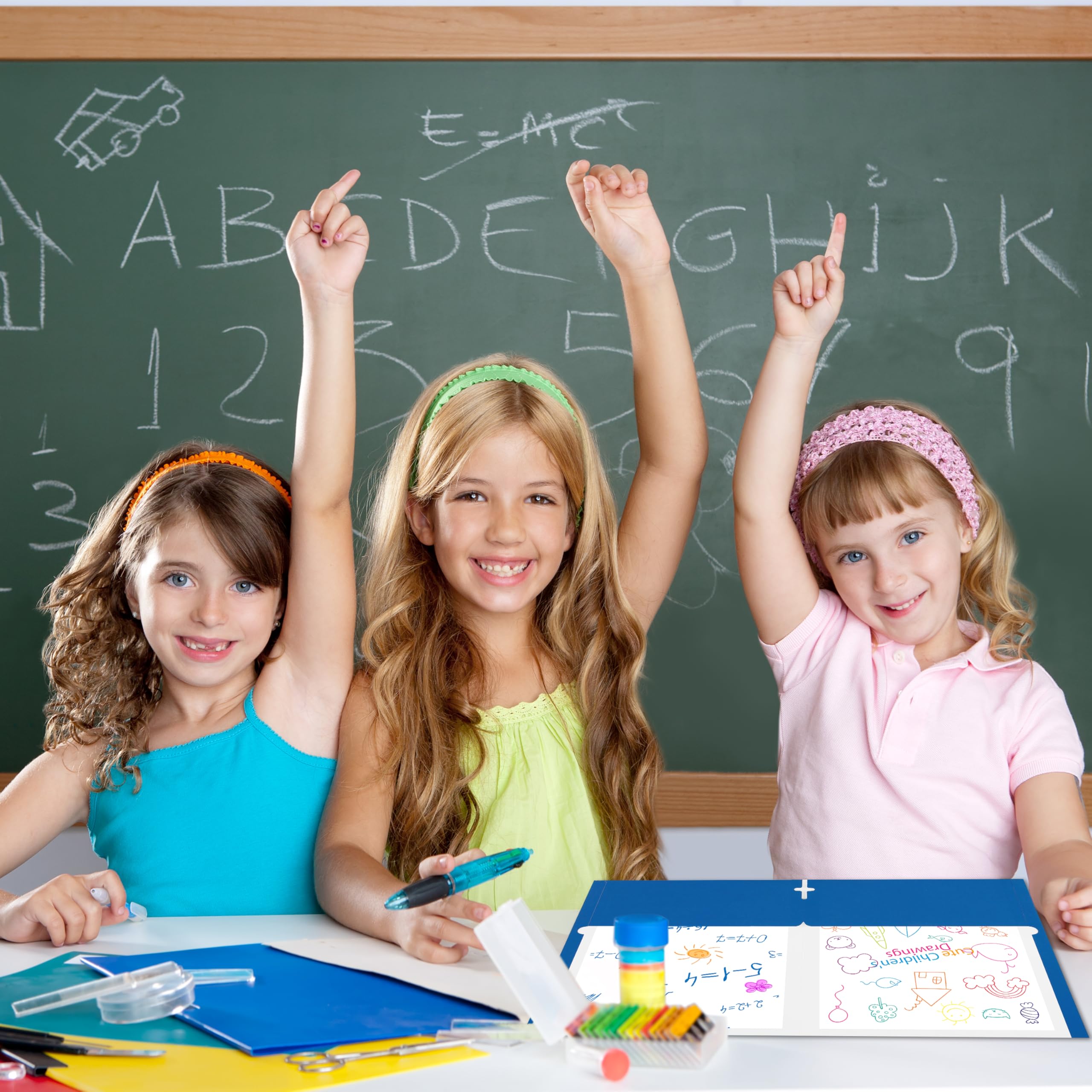 Dokumentenmappen mit 2 Fächern, zwei Taschen, mit Visitenkartenschlitz, blau, Briefgröße, Papierordner mit Taschen für Schule, Büro, Zuhause, Geschäft, 50 Stück
