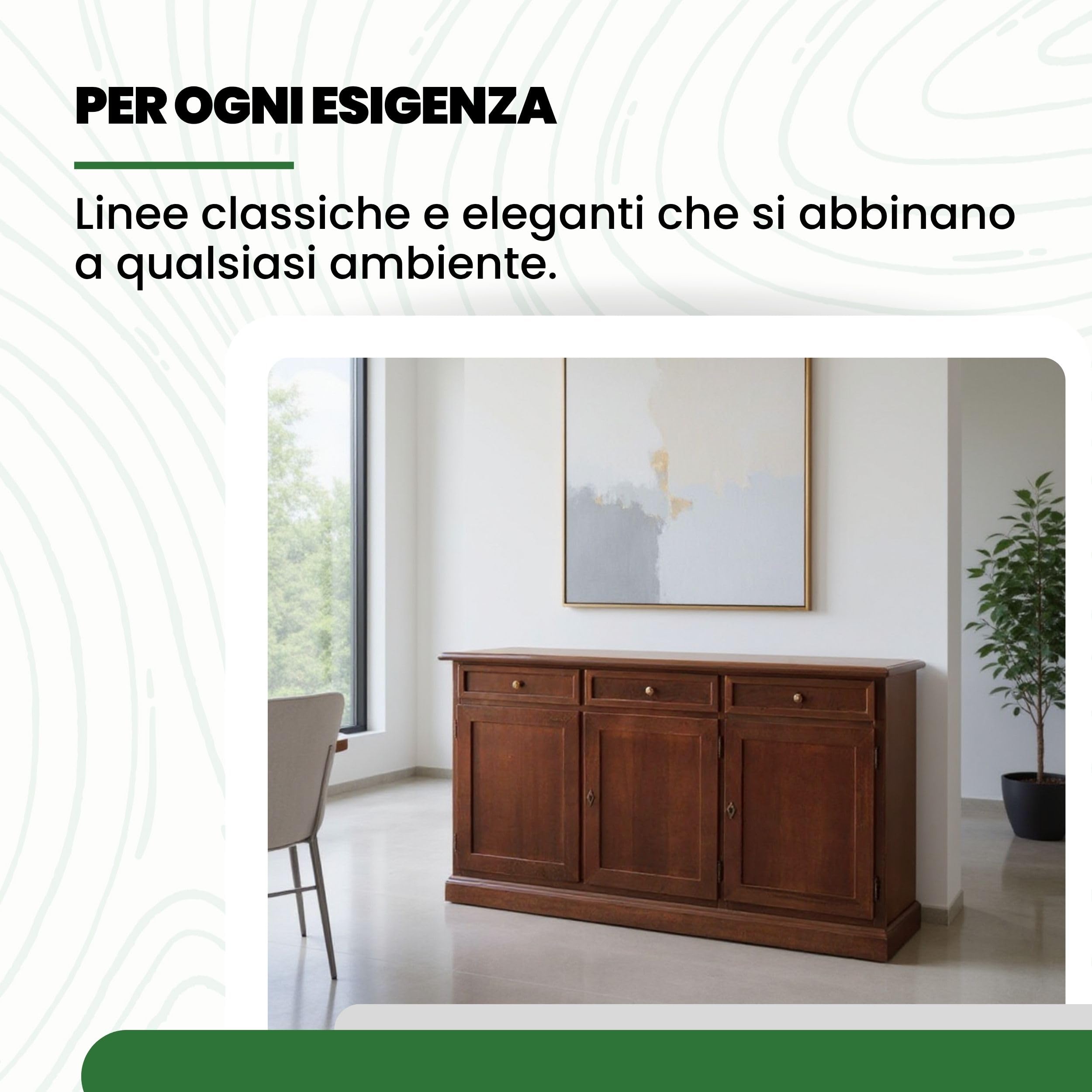 Mar.c.a. Design - Credenza Soggiorno in Legno di Pioppo, Stile Classico Arte Povera Elegante e Funzionale, Mobile Made in Italy