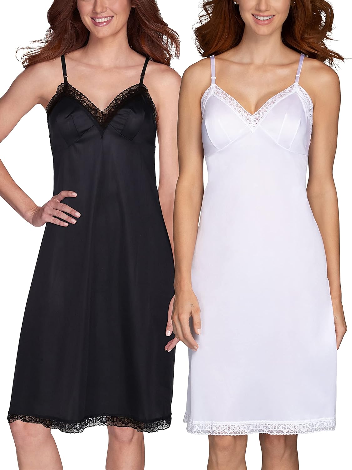 Vanity Fair Women's Rosette Lace Full Slip 10103, Midnight Black/Star White, 38 Bust (24" Length)