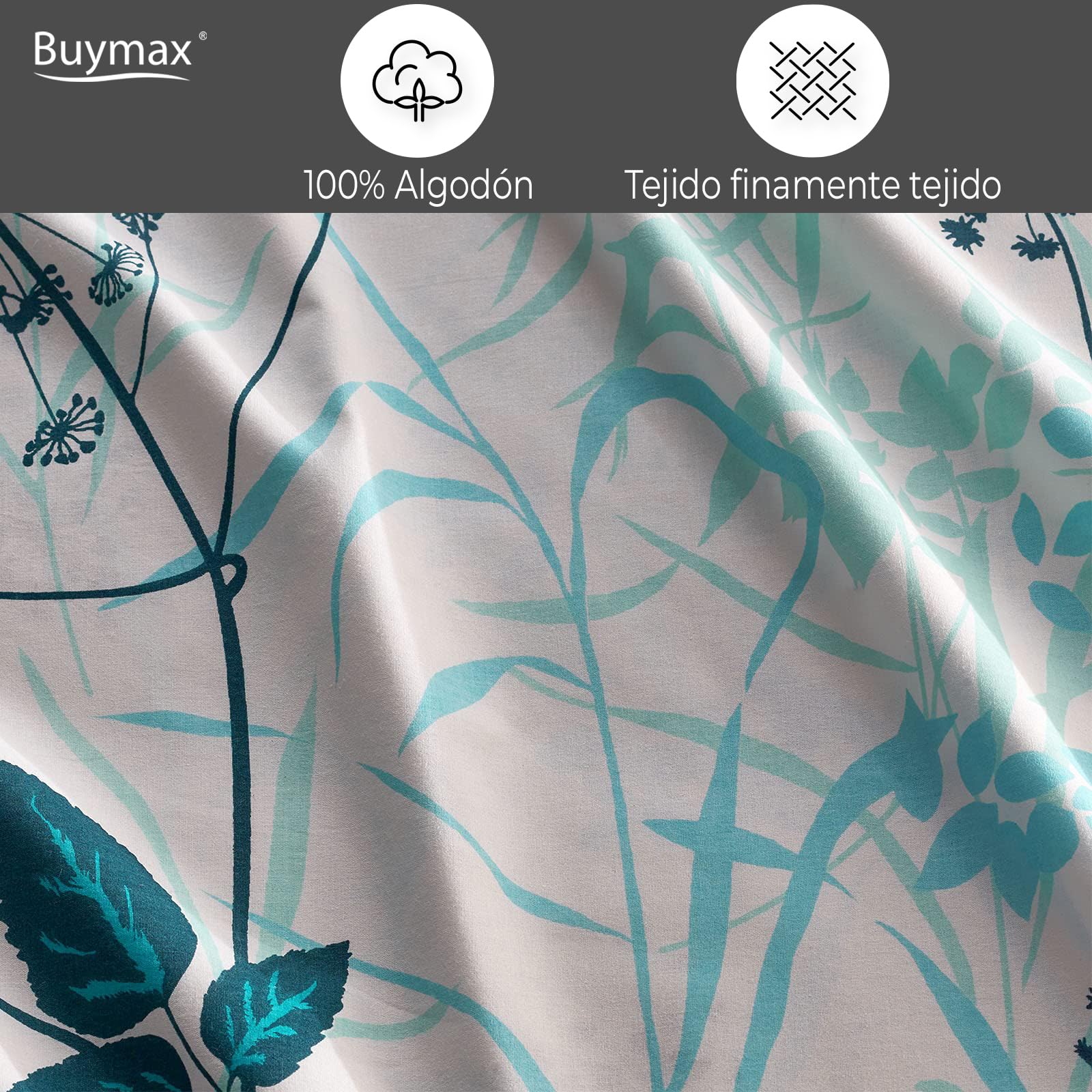 Buymax® Ropa de cama de 200 x 220 cm, 100% algodón, 3 piezas, juego de ropa de cama de 200 x 220 cm con 2 fundas de almohada de 80 x 80 cm, certificado Öko-Tex Renforcé, juego de funda nórdica con