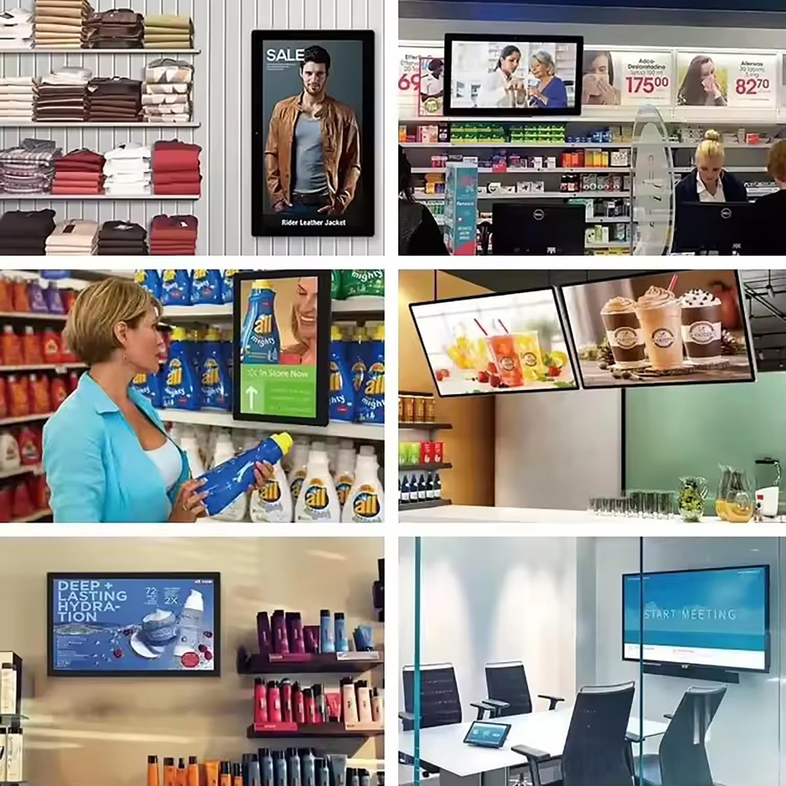 Segnaletica digitale interattiva con touchscreen, sistema operativo Android, riproduzione personalizzata, schermo diviso e audio integrato