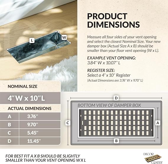 Decor Grates FS410-WH Scroll Design Floor Register, 4x10, White
