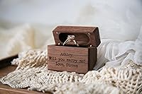 Vista 32 de MUUJEE You Are My Universe Engraved Wooden Ring Box, Slim Engagement Proposal Ring Holder, Wedding Ceremony Ring Bearer Box, Fiance Gift Ideas