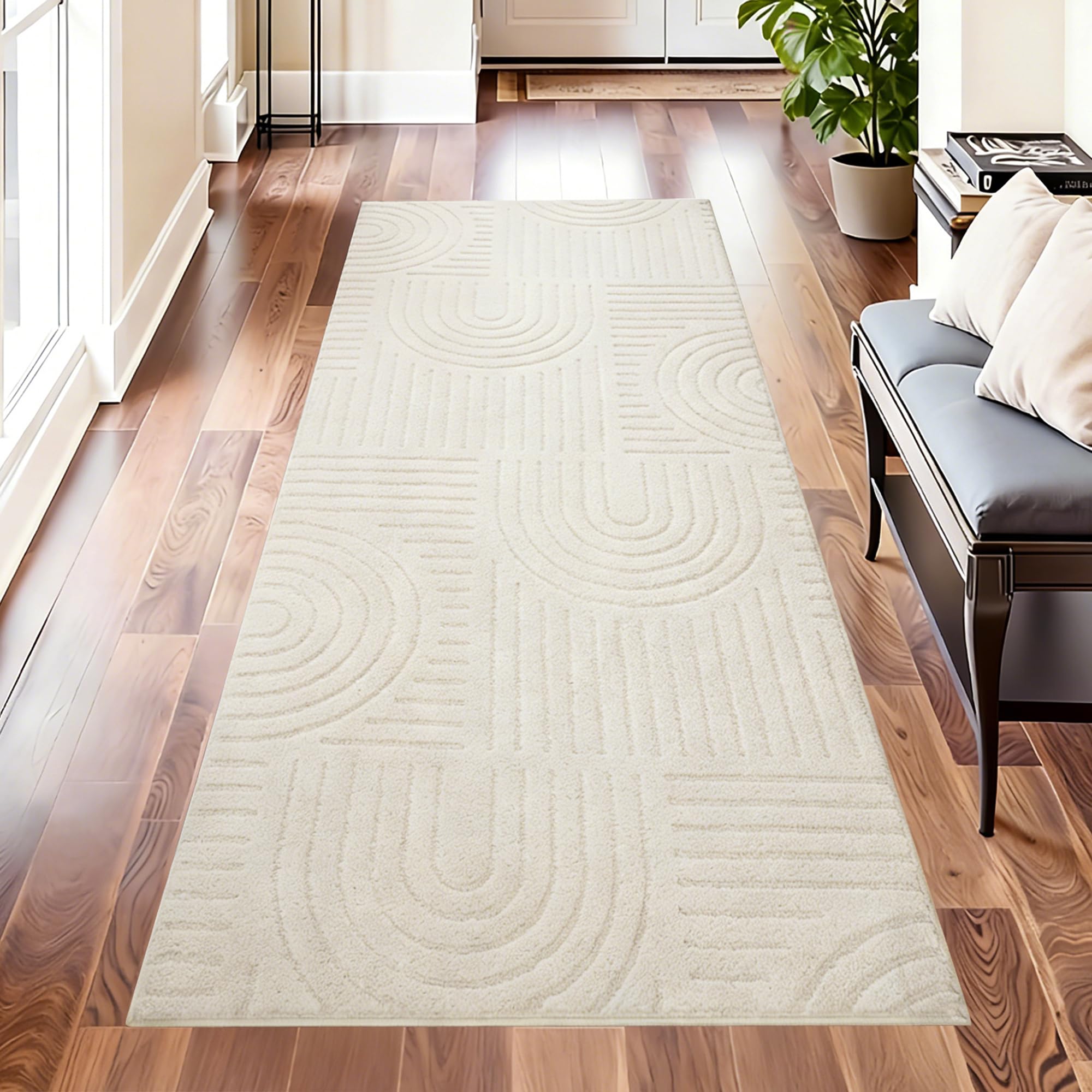 Tapis de cuisine beige lavable pour un confort doux au quotidien