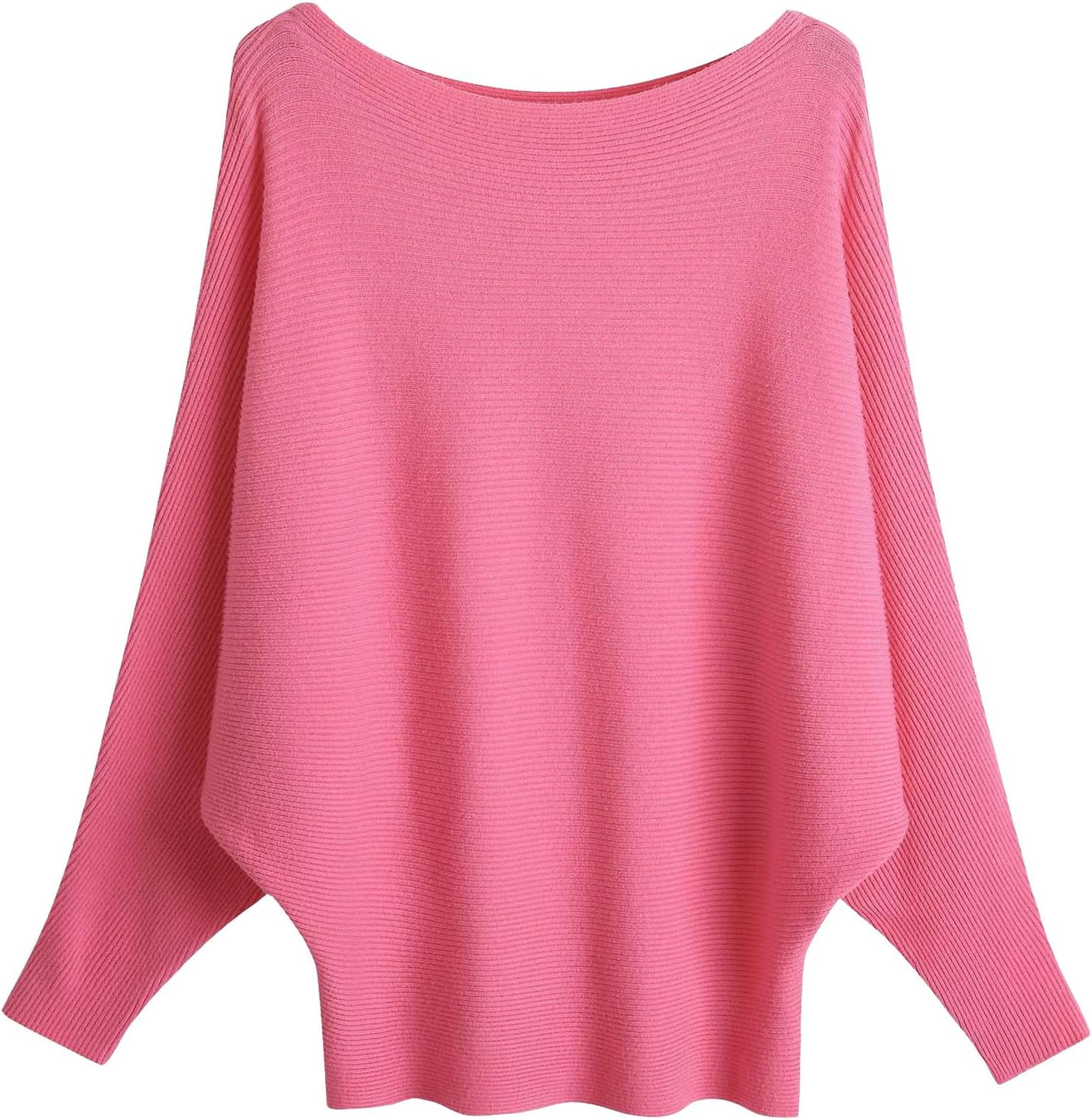 Boat Neck Batwing Sleeves Dolman Loose Knitted Sweaters and Pullovers Jumper Tops for Women One Size