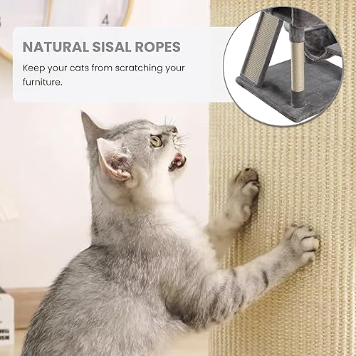 Miniatura 4 de SHA CERLIN Torre de árbol para gatos de 65 pulgadas más grande para gatos de interior, centro de actividades de muebles de varios niveles con base