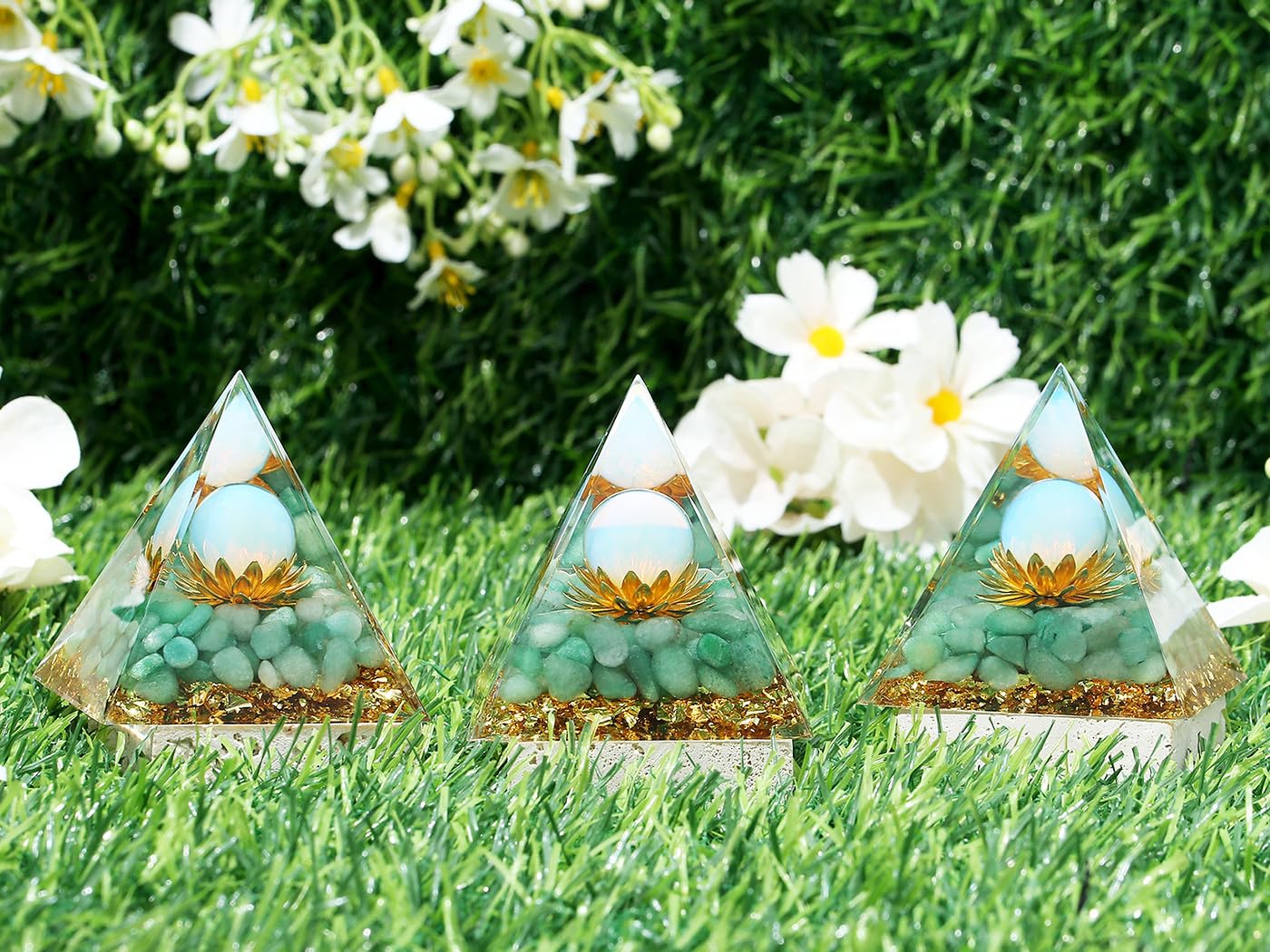 XIANNVXI Green Aventurine Healing Crystals Tower,Good Luck Gifts,Anxiety Gifts,Reiki Lotus Flower Gemstone Stone Orgonite Orgone Tower for Healing - Image 3