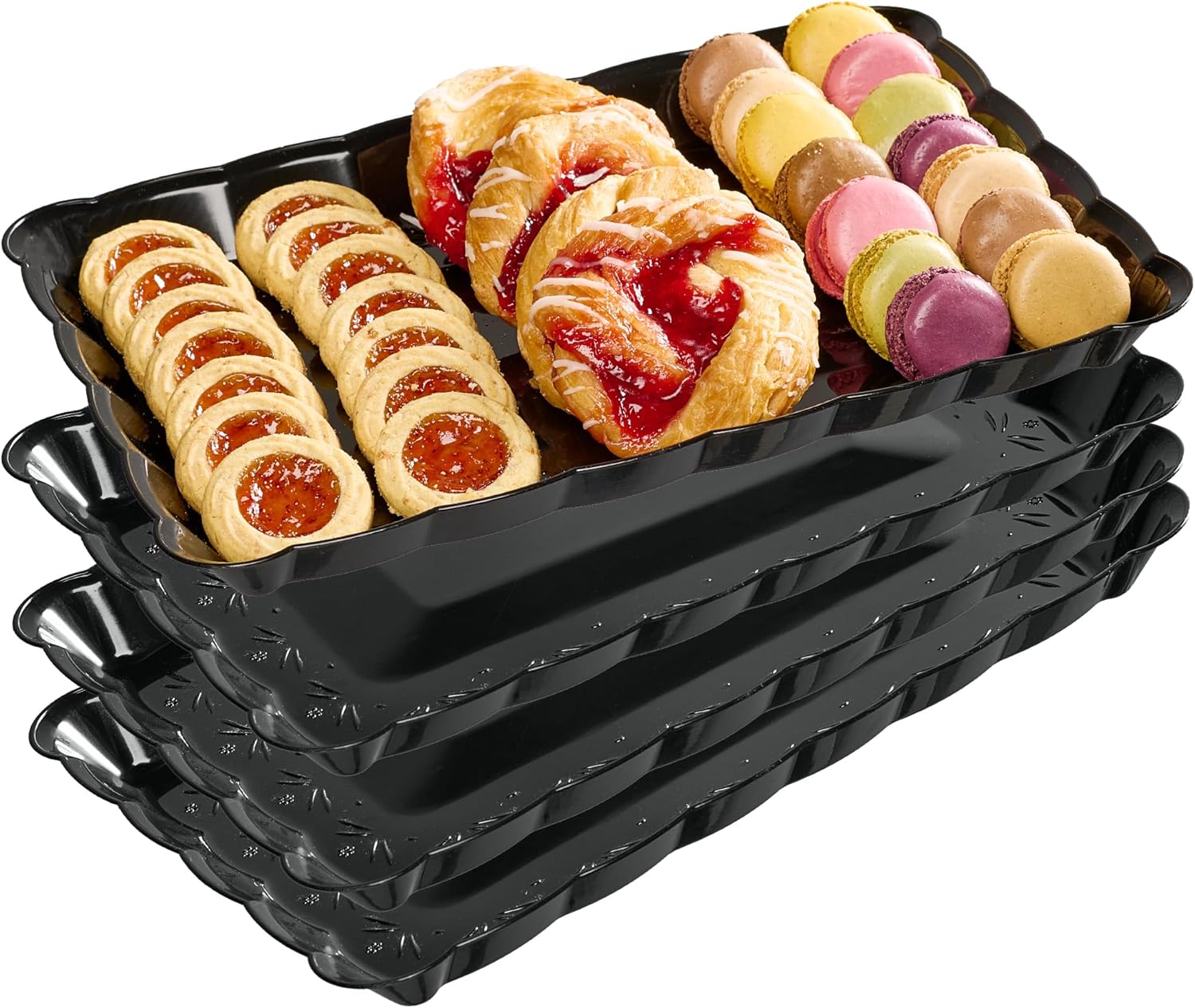 Plasticpro Plastic Serving Trays - Serving Platters Rectangle 9X13 Disposable Party Dish 4 Black Trays - Image 7