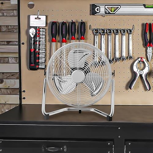 Miniatura 2 de Magshion Ventilador de piso de metal de alta velocidad de 16.5 pulgadas, ventilador industrial de 3 velocidades para garaje, sótano y gimnasio,
