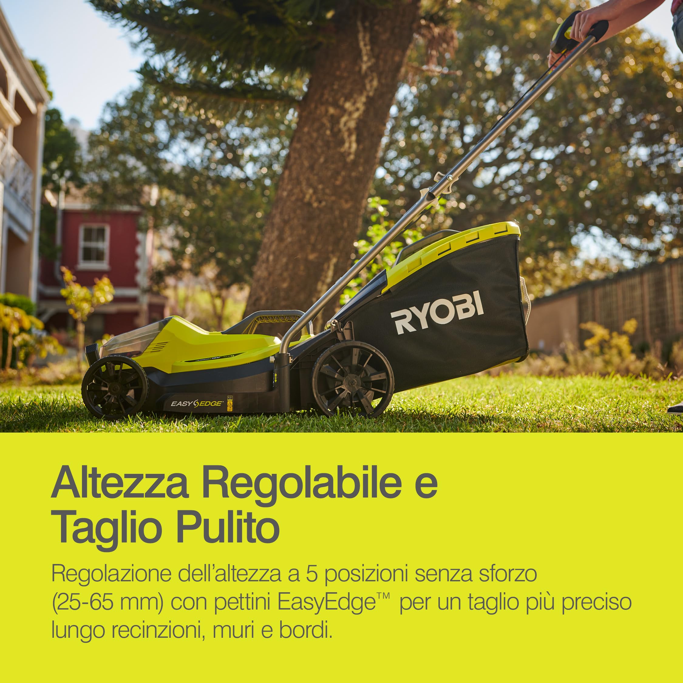 Ryobi OLM1833B Tosaerba a Batteria 18V ONE+, Ripiegabile, per Giardini Fino a 500 m², Batteria Non Inclusa, Taglio 33cm