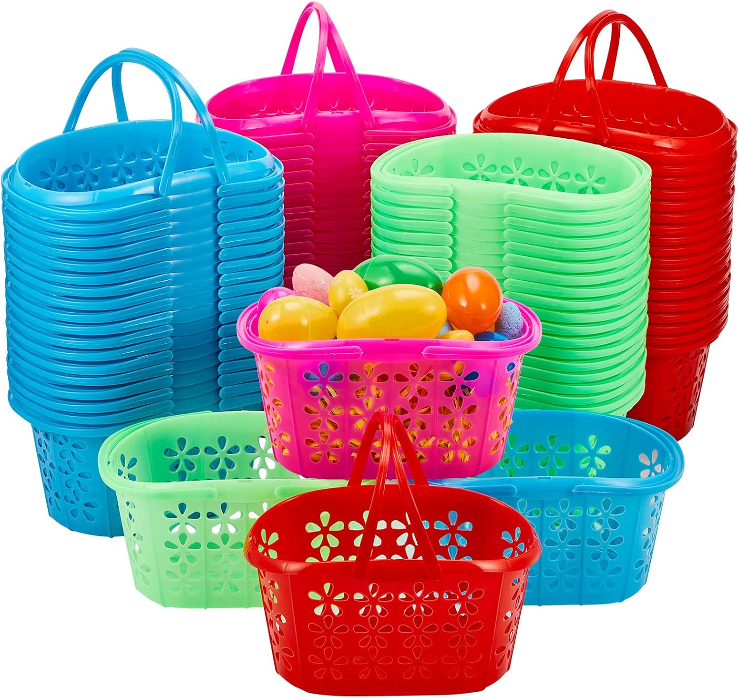 80 Pcs Plastic Easter Baskets Bulk for Kids Bulk Easter