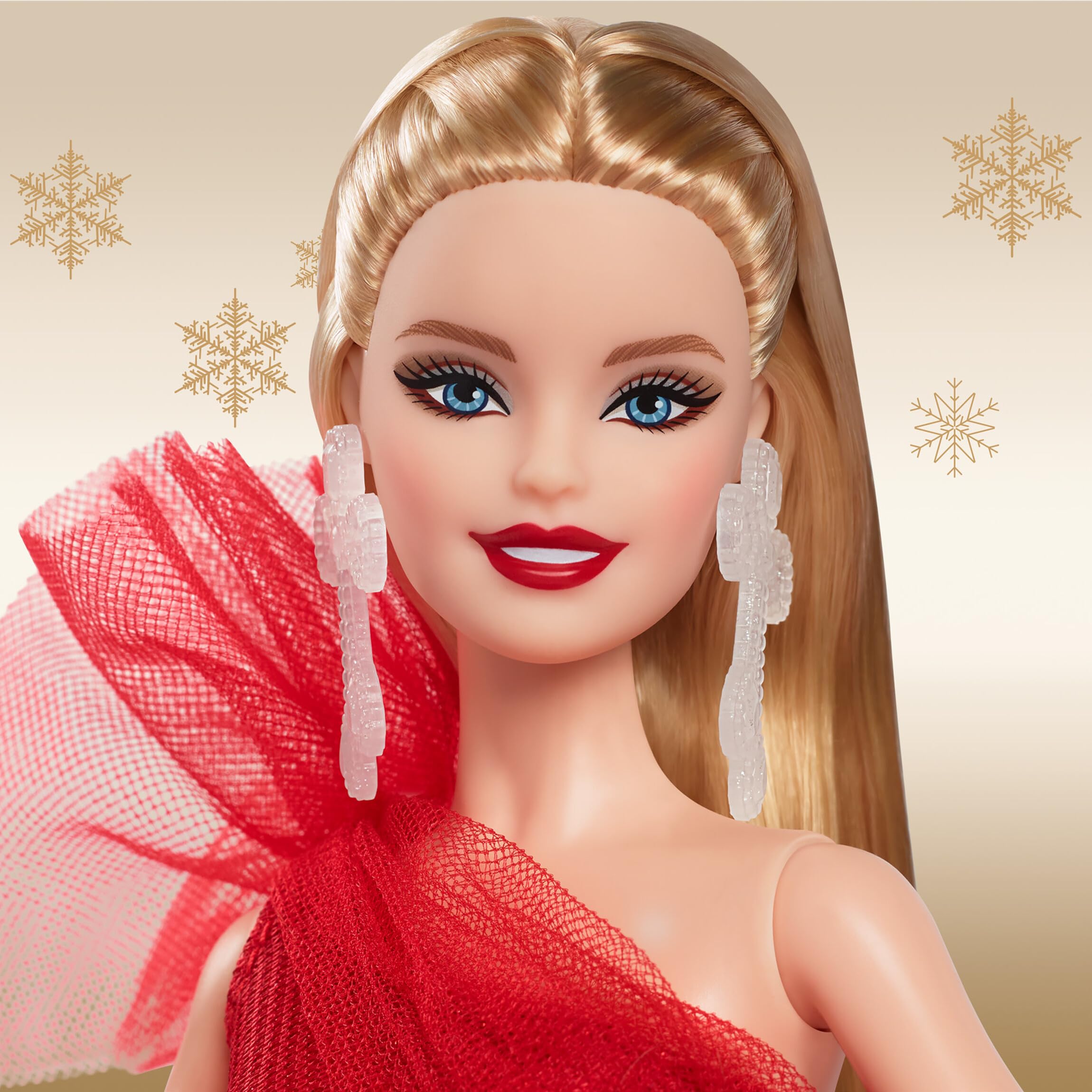 Barbie Signature Doll, 2024 Holiday Blonde Fashion Doll con abito e gonna a quadri, regalo stagionale da collezione in confezione da esposizione, HRM65