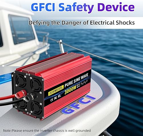 Miniatura 5 de SUNWHEEL Inversor de onda sinusoidal pura de 3000 W, inversor de corriente de 12 V CC a 110 V120 V CA para RV, microondas, fuera de la red, camión,
