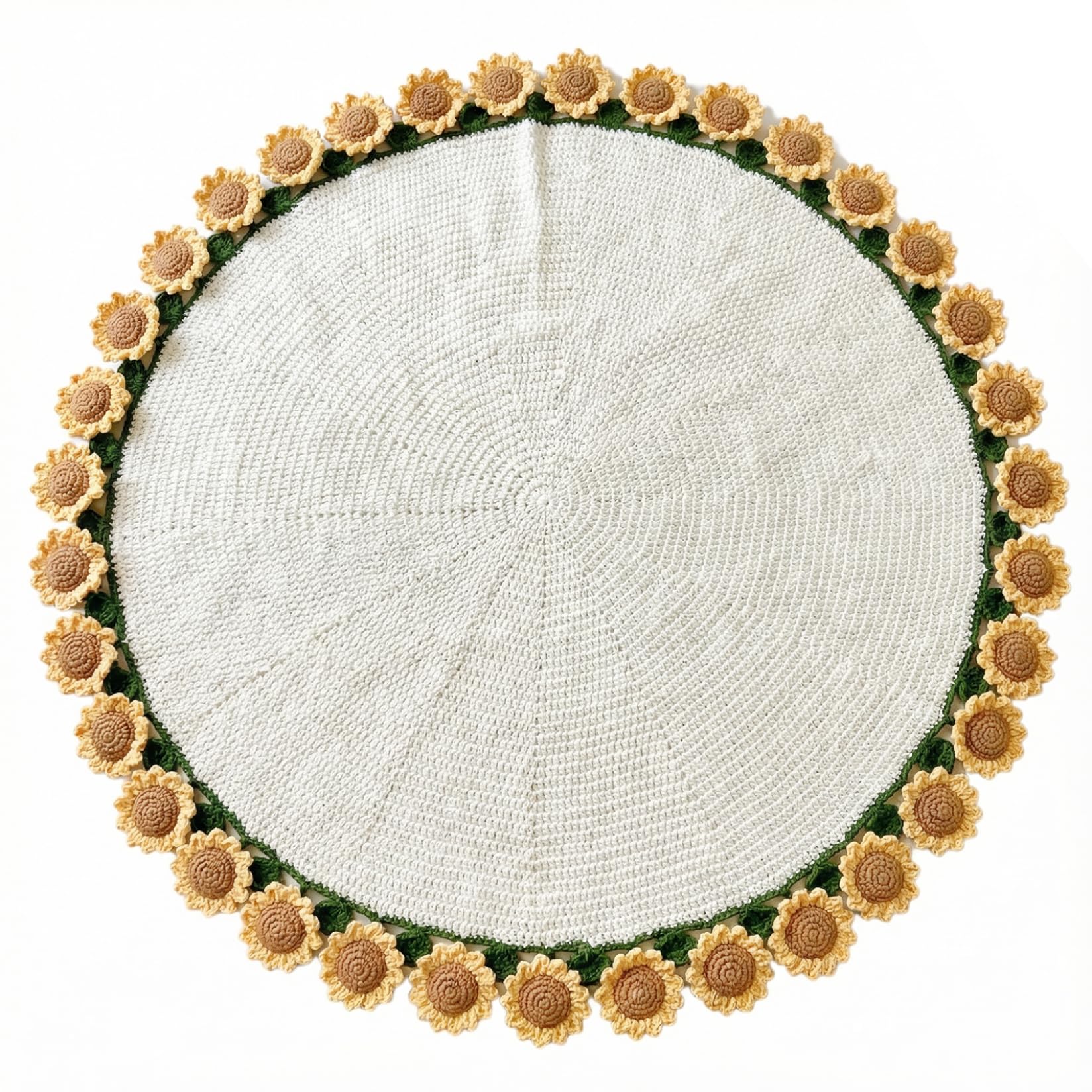 Lawnrden Women's 80Cm Sunflower Bundle Carpet, Crochet Flower Blanket 32" Round Finished Sunflower Flower Bouquet Blanket For Birthday Valentine's Day Mom Sister Wife