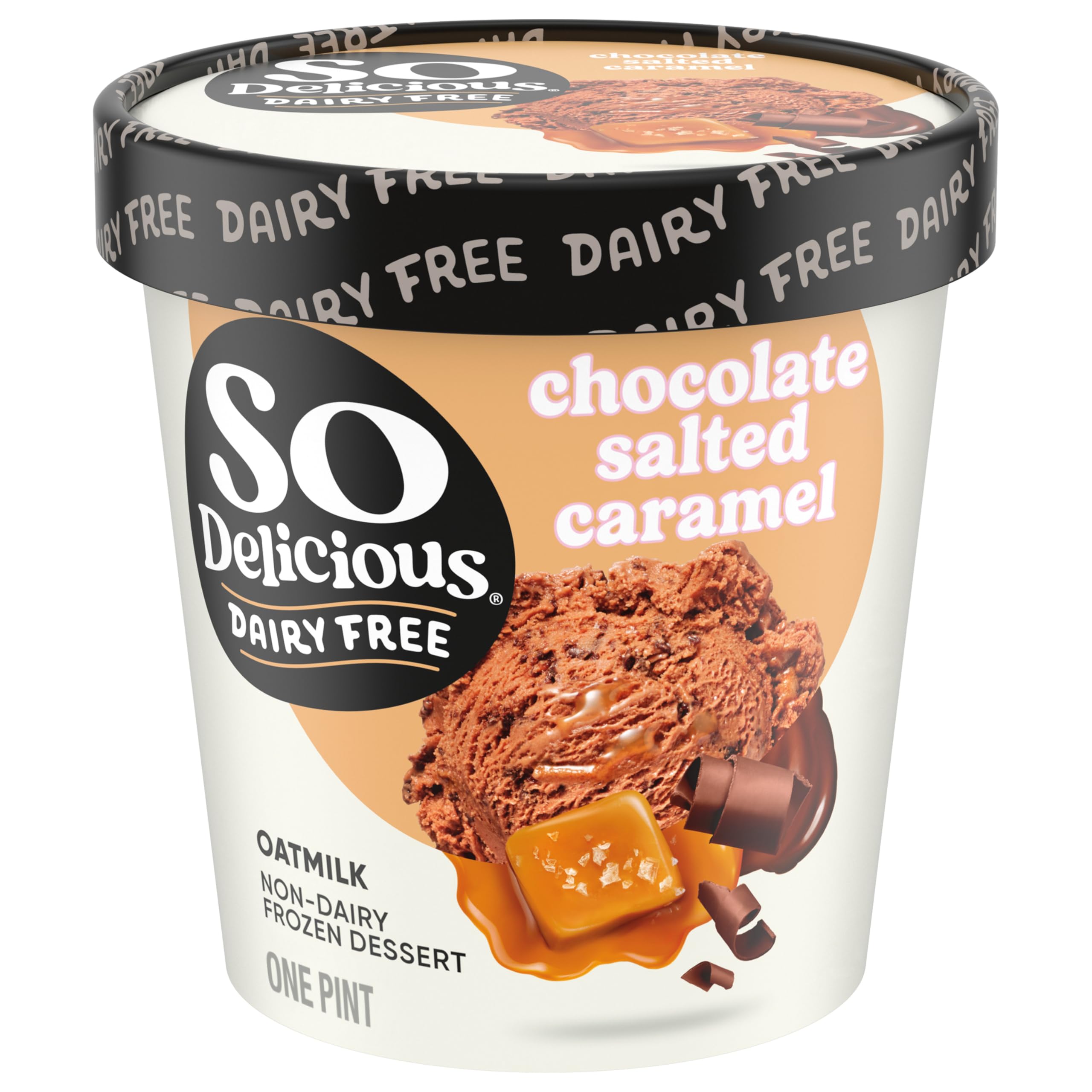 So Delicious Dairy Free Oat Milk Frozen Dessert, Chocolate Salted Caramel, Vegan, Non-GMO Project Verified, 1 Pint