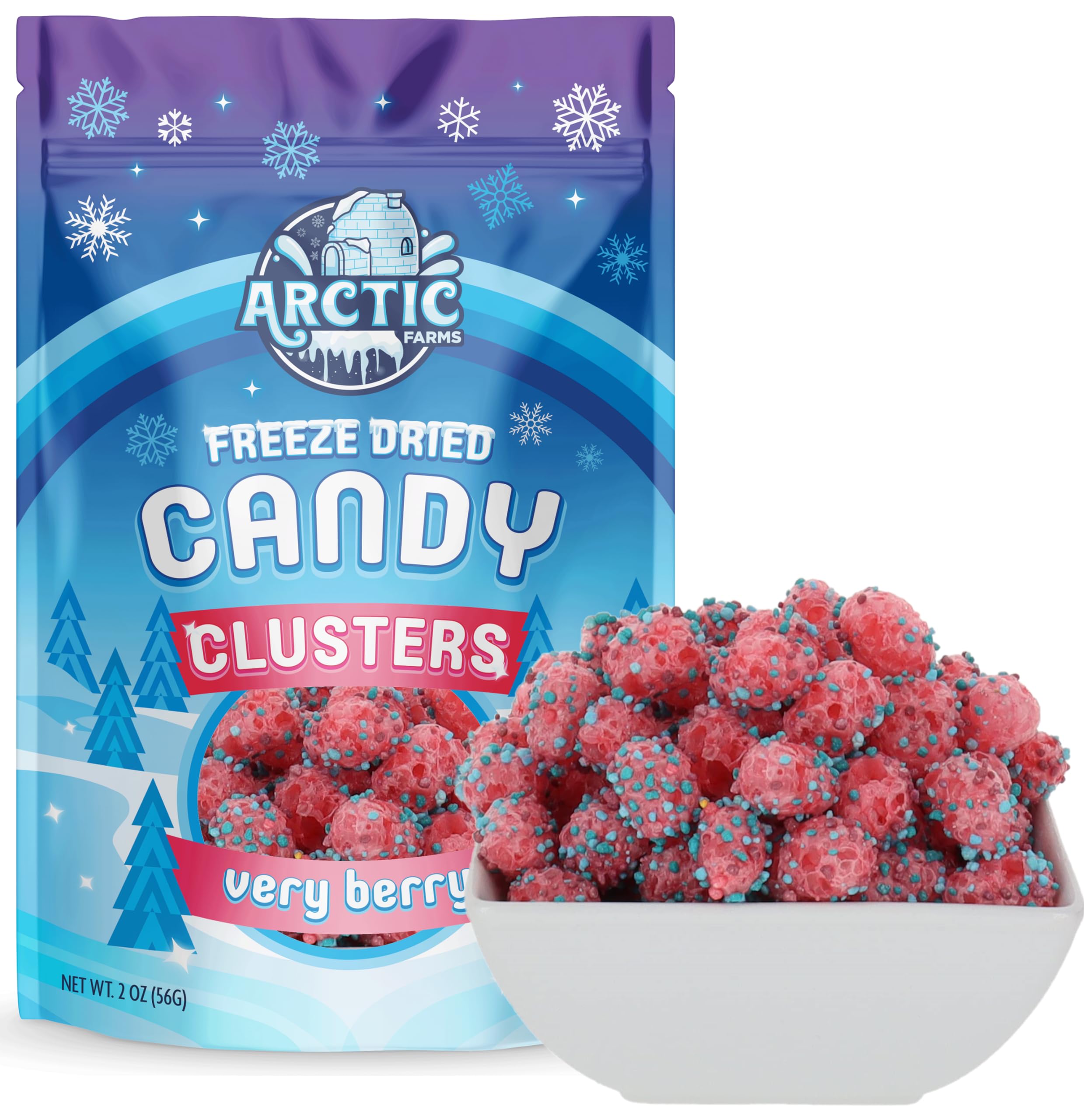 Arctic FarmsFreeze Dried Candy Clusters Candies 2oz Bagged and Boxed (Very Berry)
