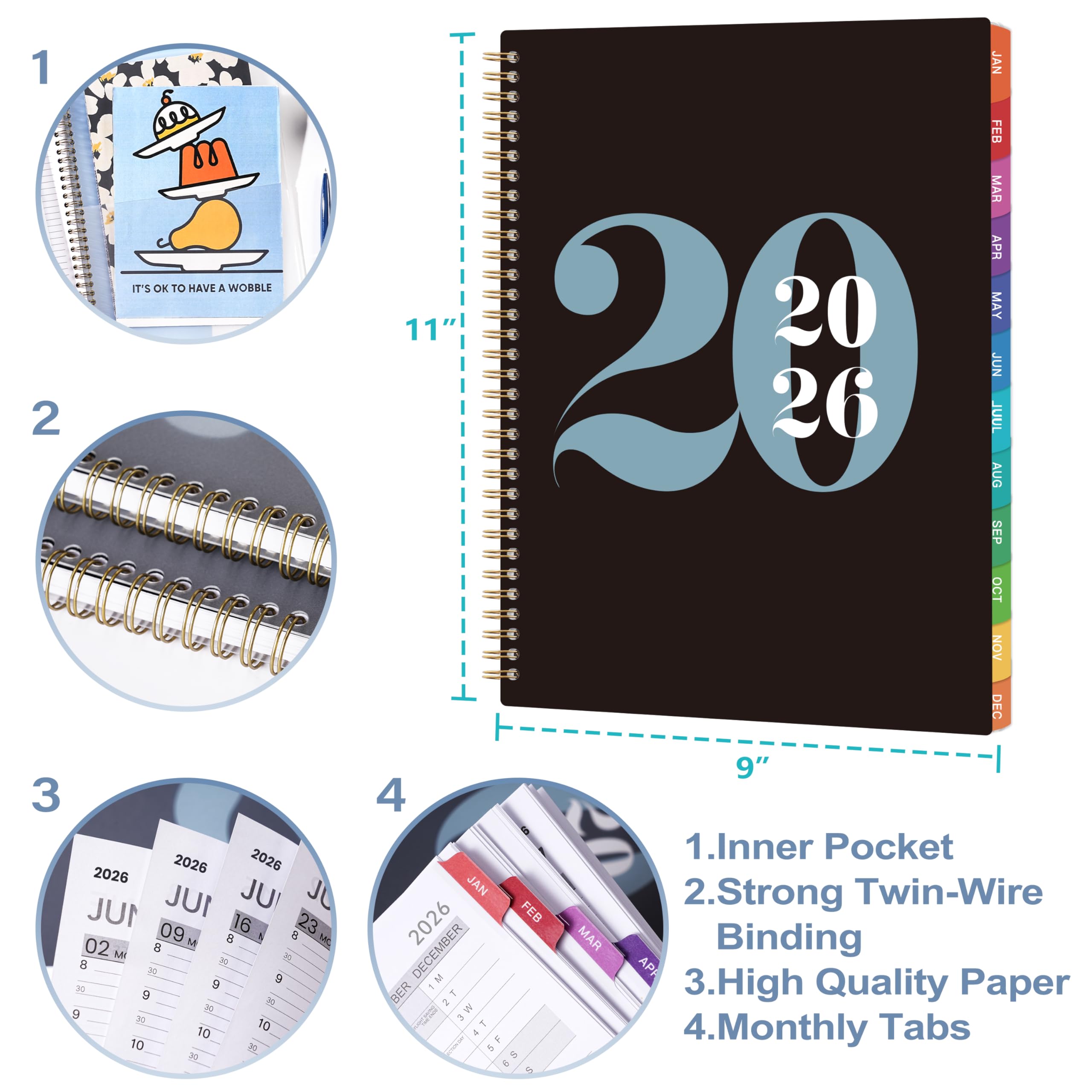 Libro De Citas 2026 – Agenda Diaria 2026, Enero 2026 – Diciembre 2026, Planificador Horario De 8.5 X 11 Pulgadas 2026, Planificador De Calendario Con Pestañas, Cubierta Flexible