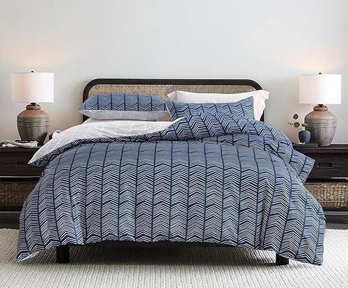 Miniatura 22 de SLEEPBELLA Funda de edredón tamaño Queen, 600 hilos de algodón reversible con ramas grises y flores amarillas (tamaño Queen, hojas blancas)