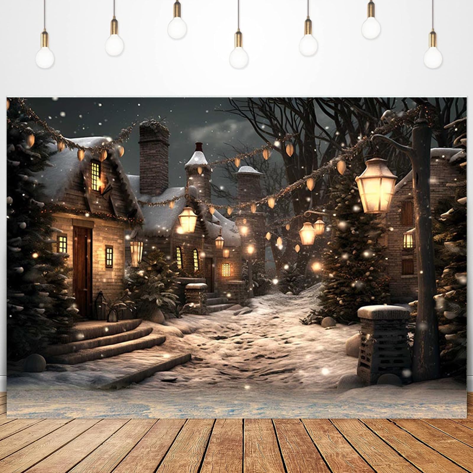 BELECO 7x5ft Fabric Christmas Town Street Backdrop Germany - View #8