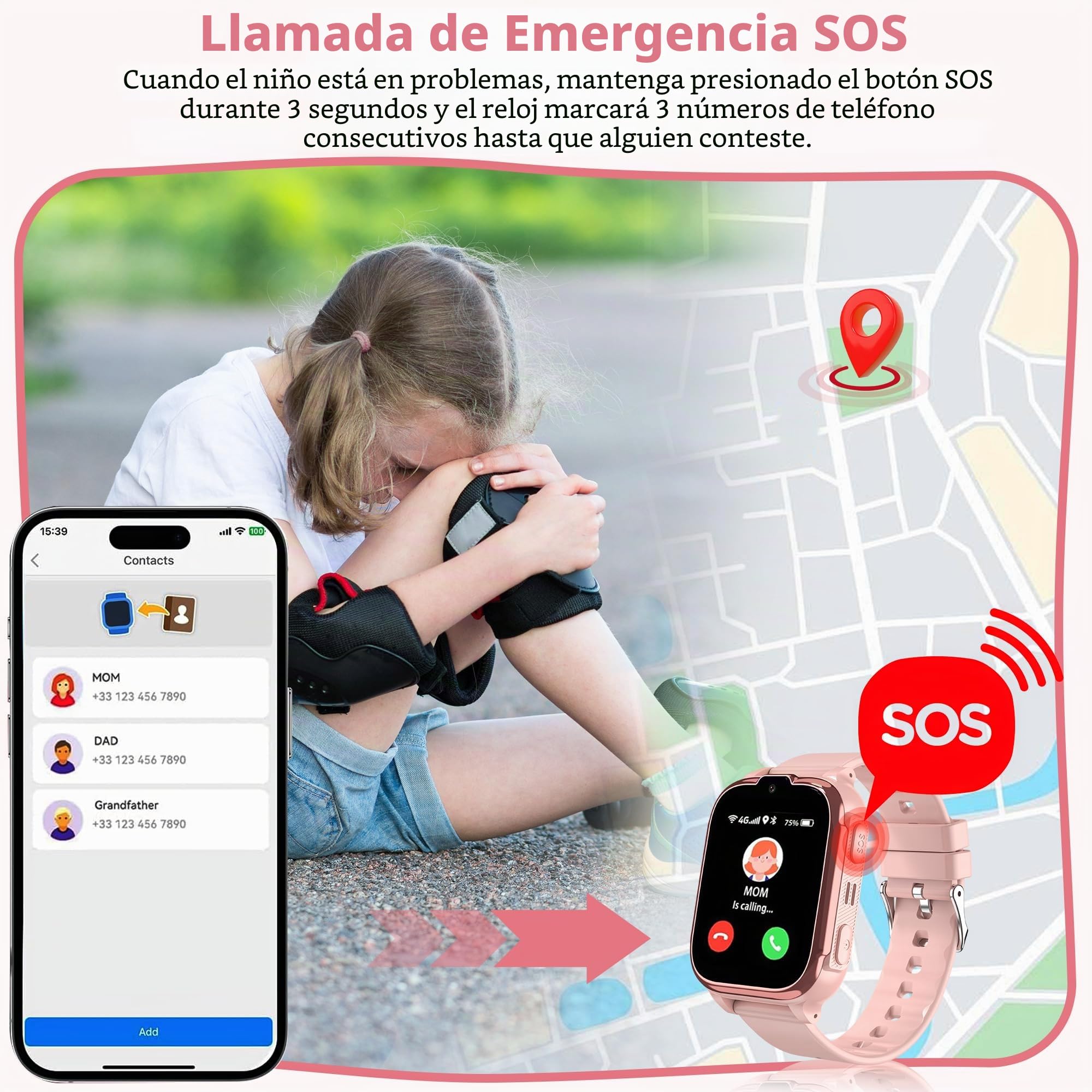 4G Reloj Inteligente Niño con GPS y Llamadas Reloj GPS Niños Teléfono | IP68 Impermeable Smartwatch Niños Llamadas Videollamada SOS Chat Juego Despertador Modo Clase,Estudiante Regalo