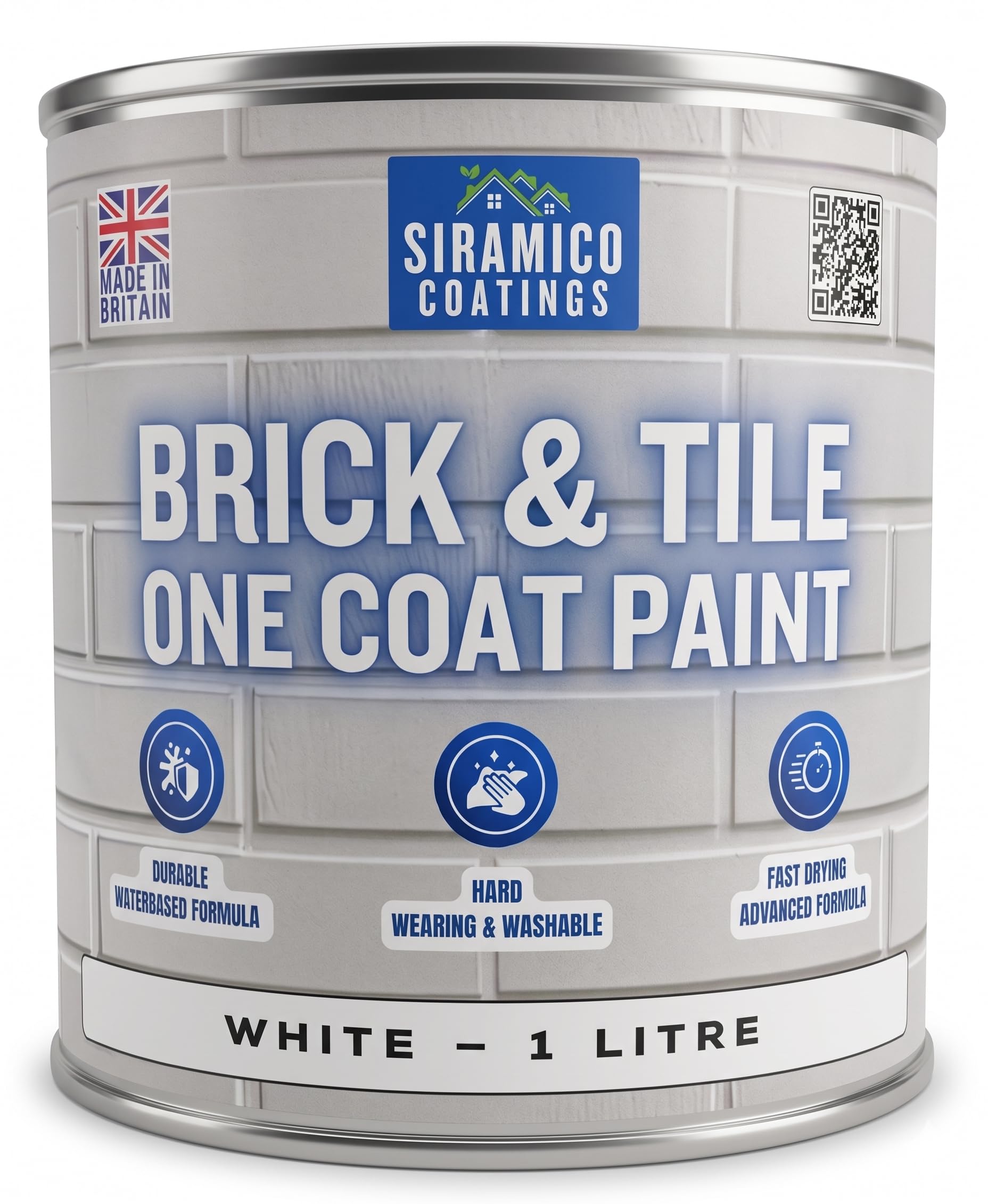 SIRAMICO COATINGS BRICK & TILE PAINT | WHITE - MATT | 1, 2.5 and 5 Litres (White, 1 Liter)