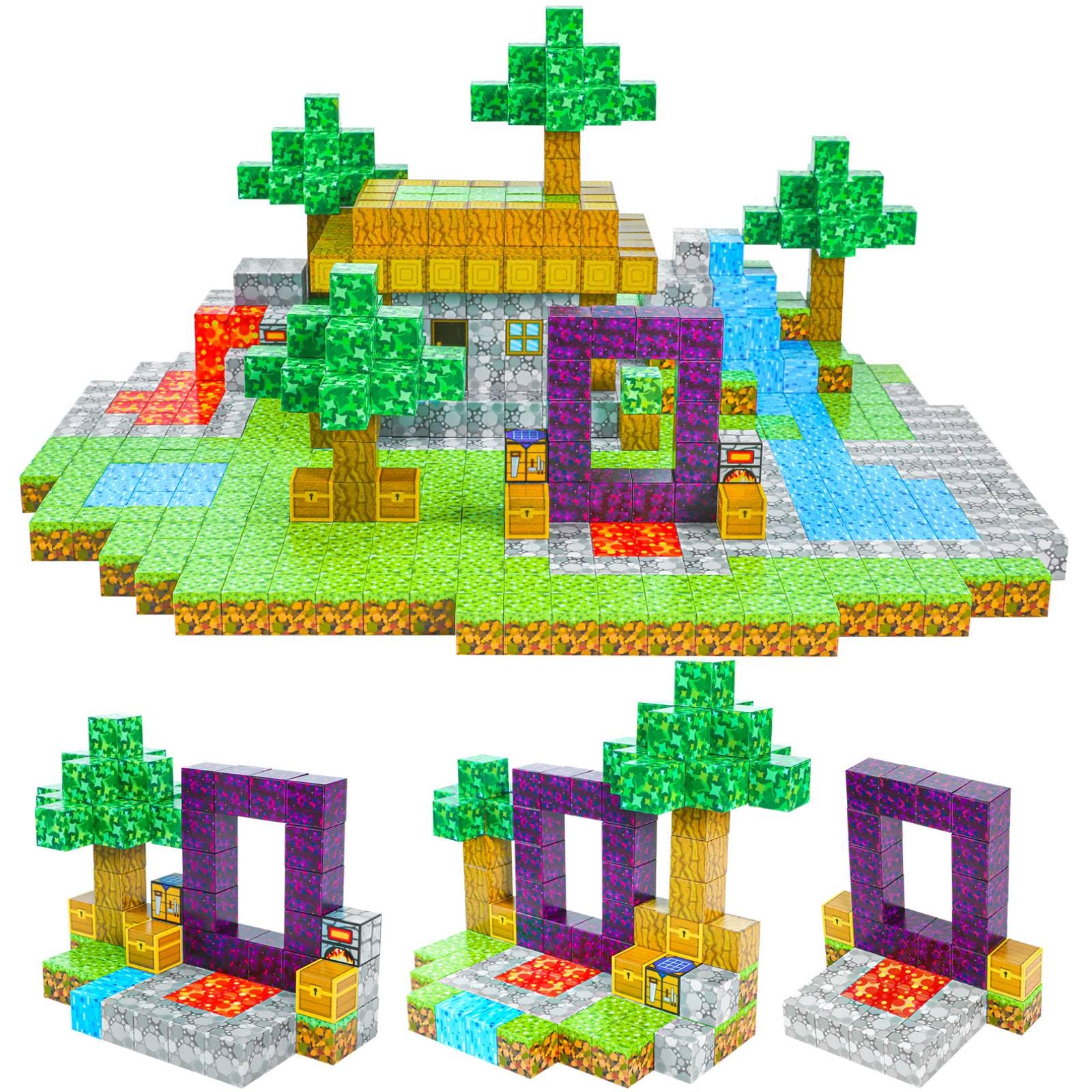 Kid Odyssey Magnetic Blocks - Mine Magnet Portal World Set, Magnetic Tiles Building Toys for Boys & Girl, Magnetic Montessori Toys Gifts for 3+ Years Kids
