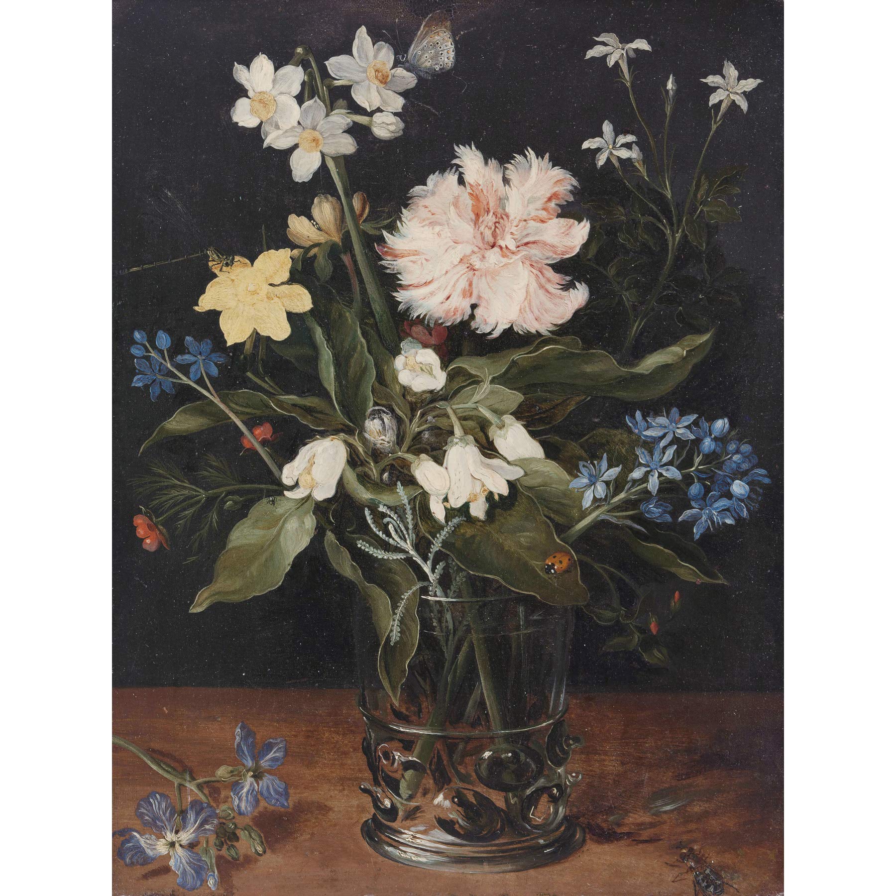 Artery8 Brueghel Still Life With Flowers In Glass Painting Premium Wall Art Canvas Print 18X24 Inch