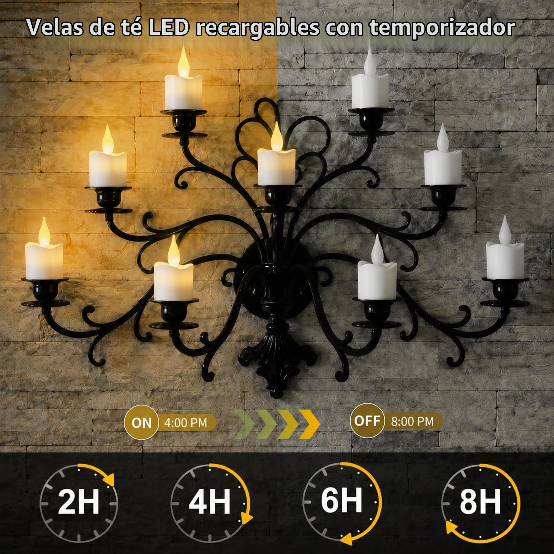 12 Unidades Velas LED Recargables con Mando y Temporizador, Luz Cálida Regulable, Velas Eléctricas Parpadeantes con Estación de Carga para Bodas, Fiestas, Salón, Navidad y Decoración del Hogar